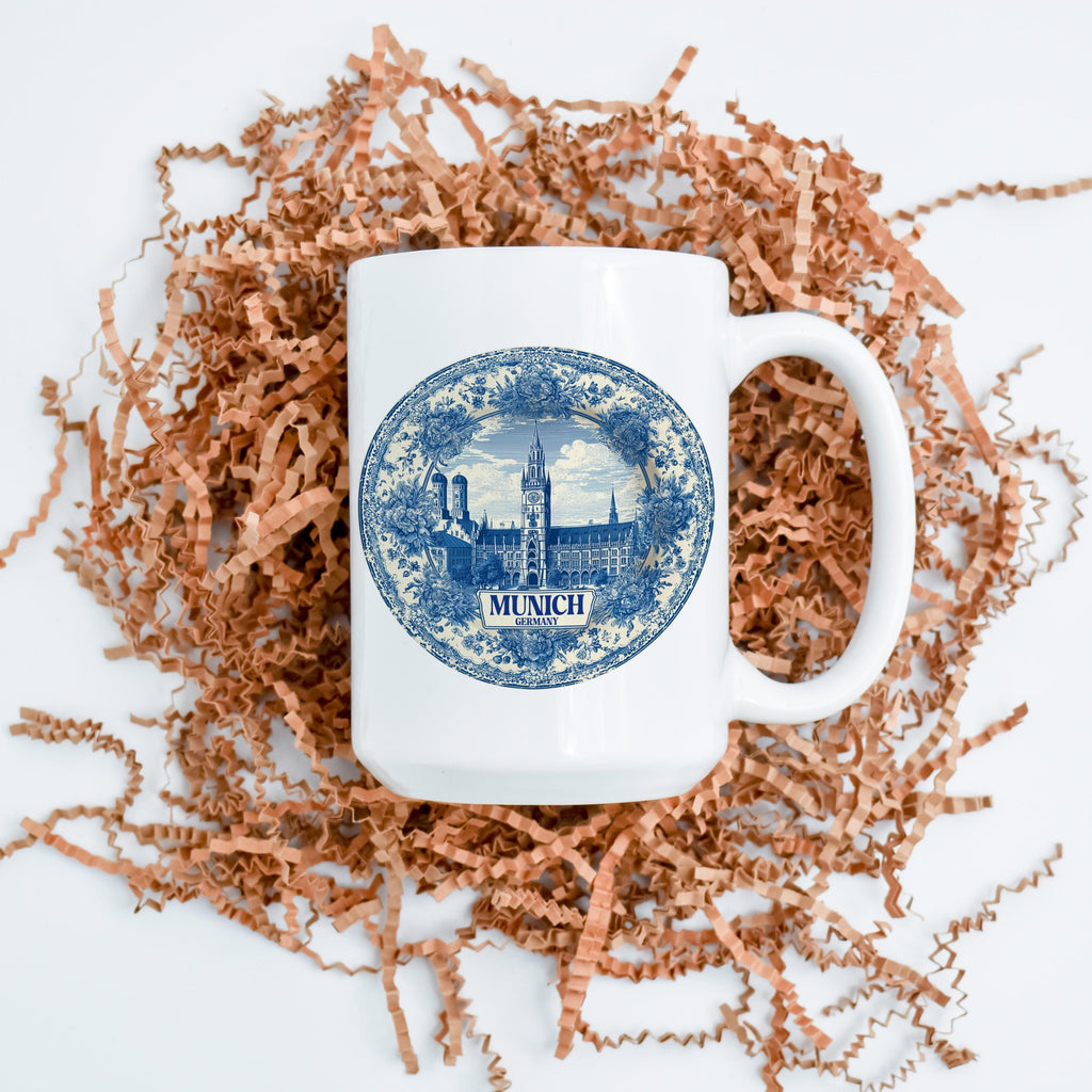 Munich Germany Mug, Custom Delft Style cup, Personalized Vintage Travel City Gift