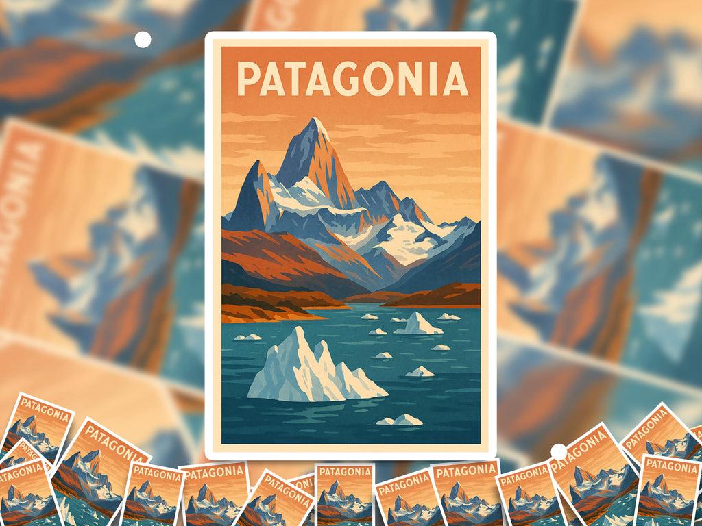 Patagonia Argentina Sticker, Vintage City Vinyl Decal, Retro Travel Lover Collection, Journal Scrapbook
