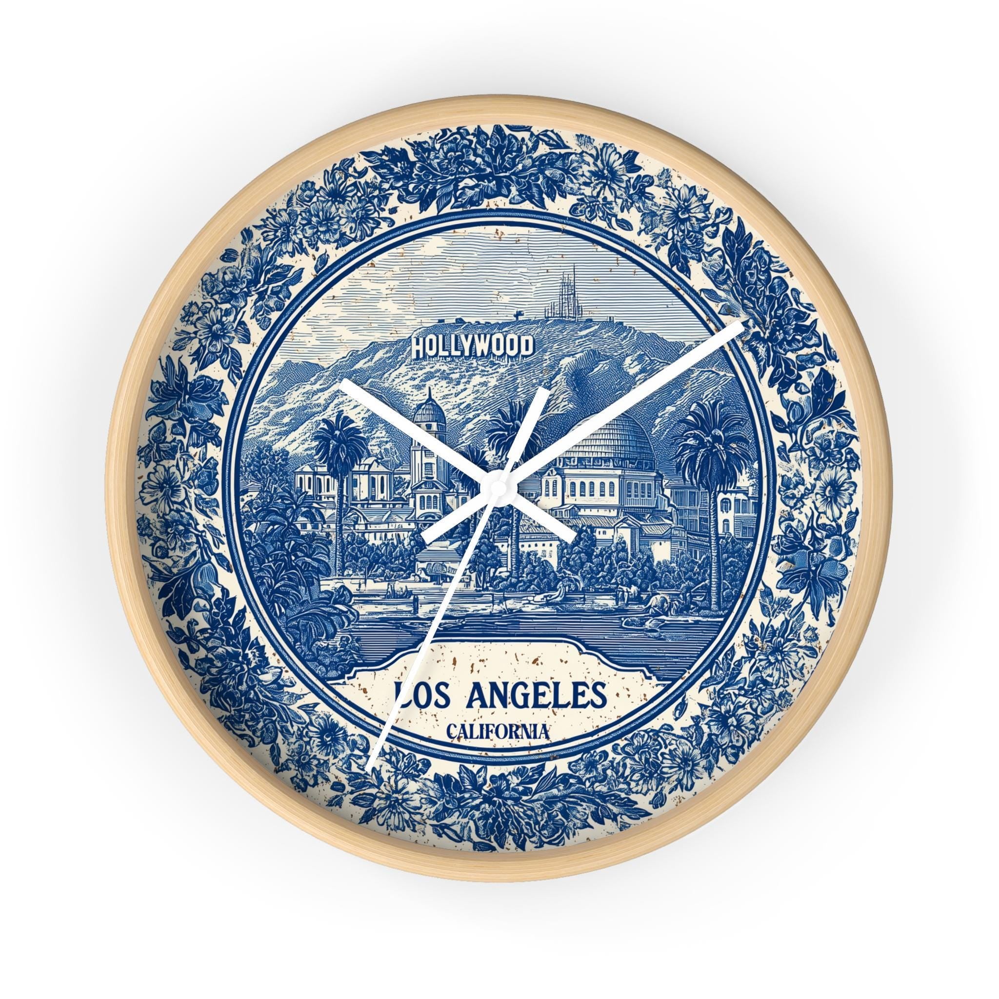 Los Angeles California Wall Clock, Delf style Home Decor, Vintage City Travel Keepsake Art