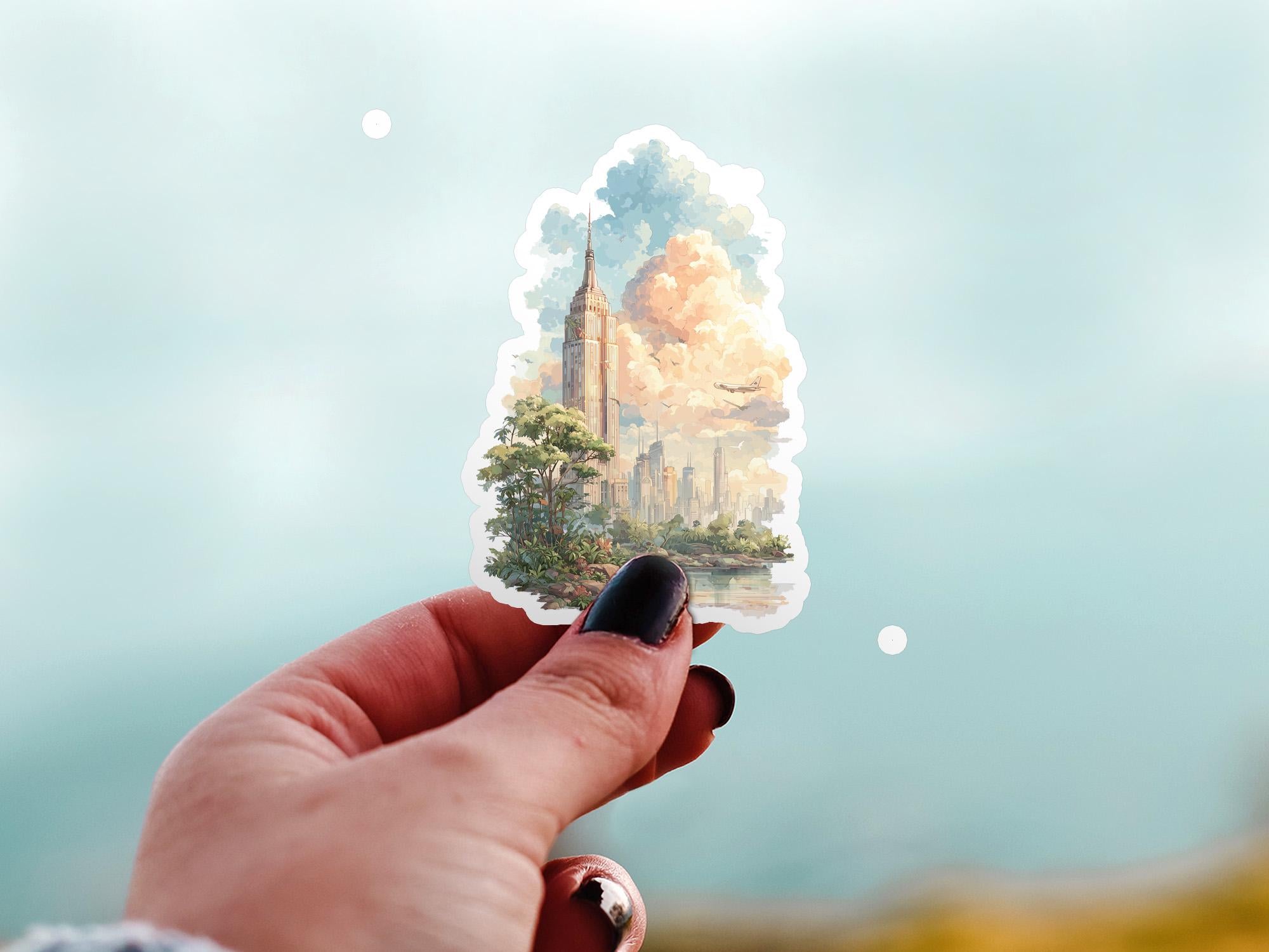 Watercolor Empire State Building Sticker: New York City Vinyl Decal