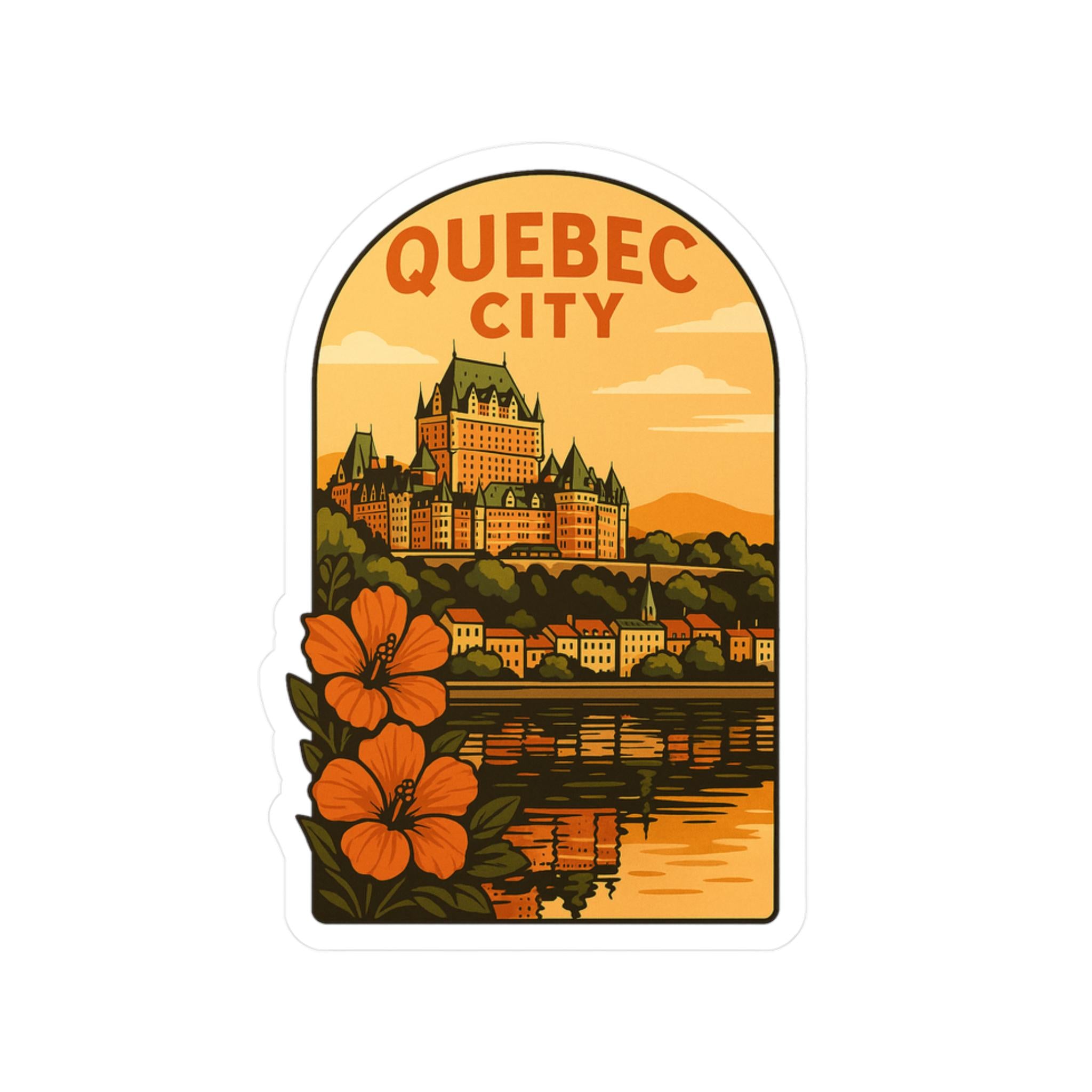 Quebec City Sticker Canada, Vintage City Vinyl Decal, Retro Travel Lover Collection, Journal Scrapbook