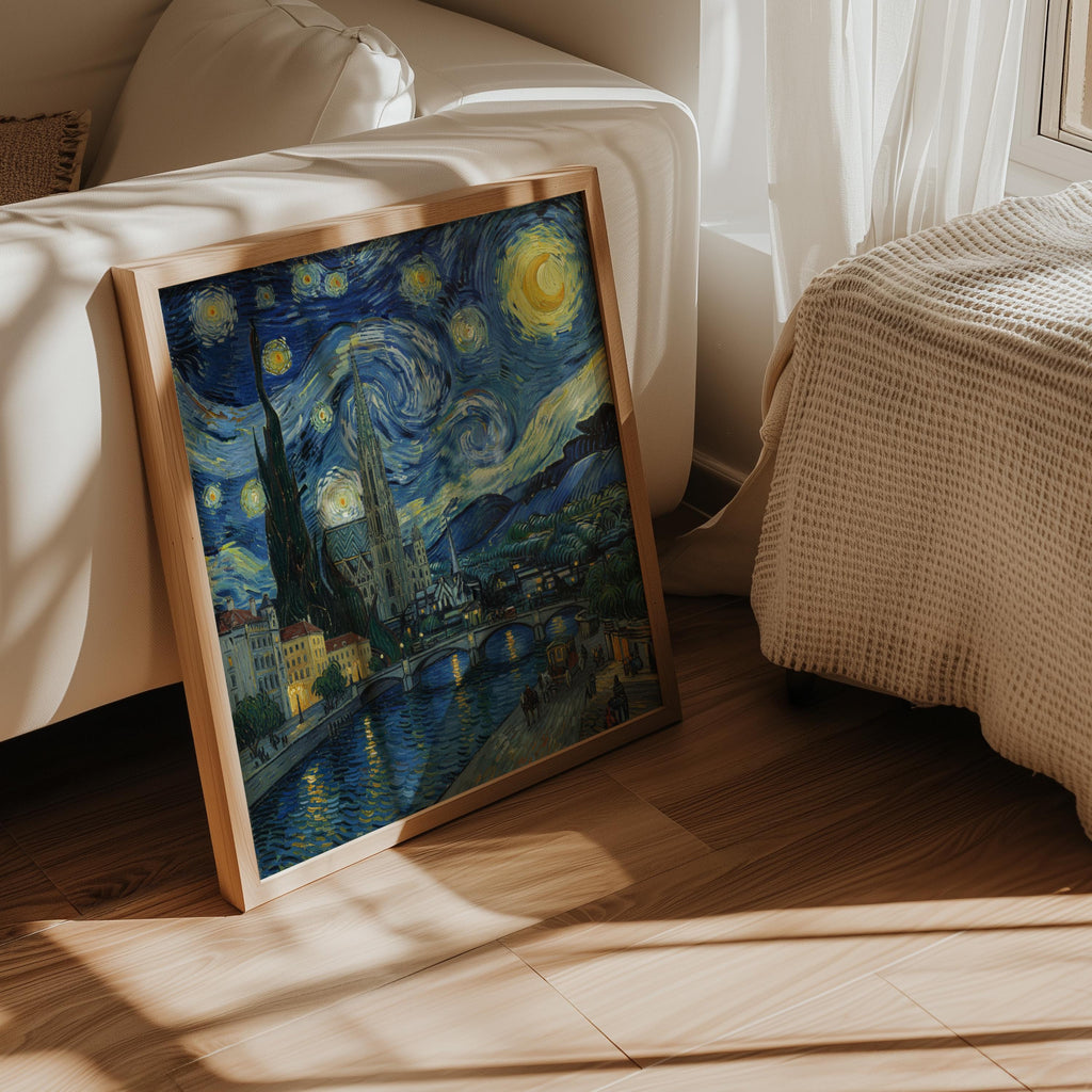 Vienna Austria Starry Night Wall Art, Van Gogh Print, Travel Gift Home Decor