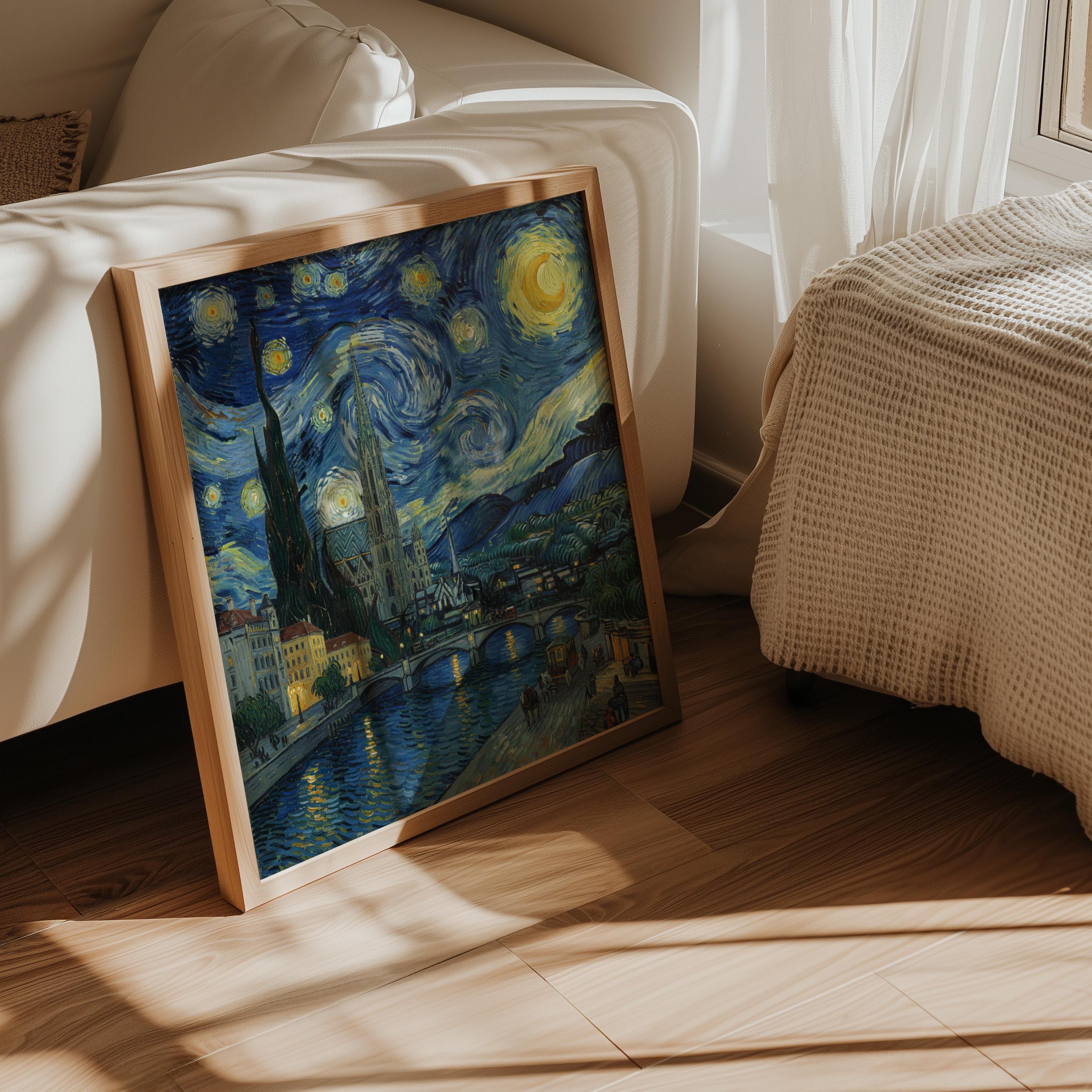 Vienna Austria Starry Night Wall Art, Van Gogh Print, Travel Gift Home Decor