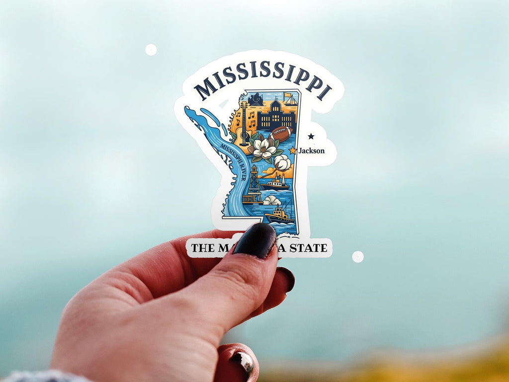 Mississipi State Sticker, USA Kiss-Cut Vinyl, Landmark Waterproof Decal, United States Travel Collection