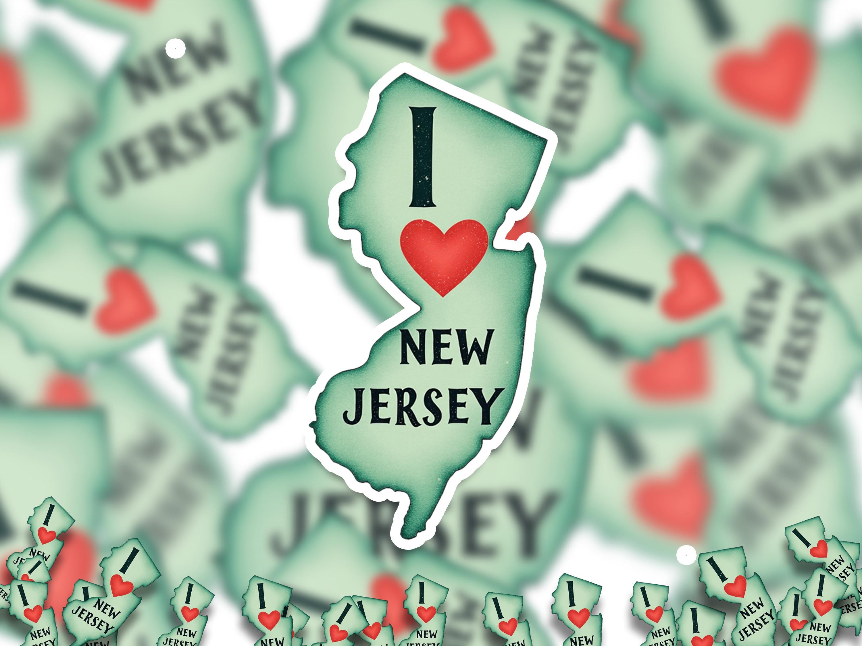 I love New Jersey Sticker, Vintage US States Vinyl Decal, Waterproof Decal, Retro Travel Collection