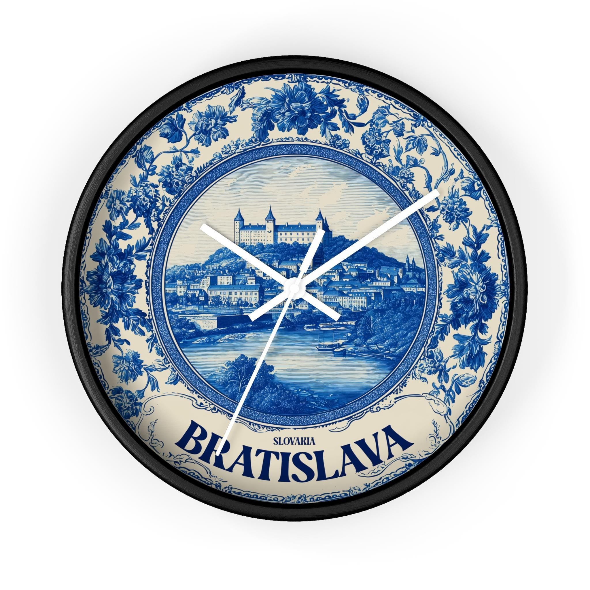 Bratislava Slovakia Wall Clock, Delf style Home Decor, Vintage City Travel Keepsake Art