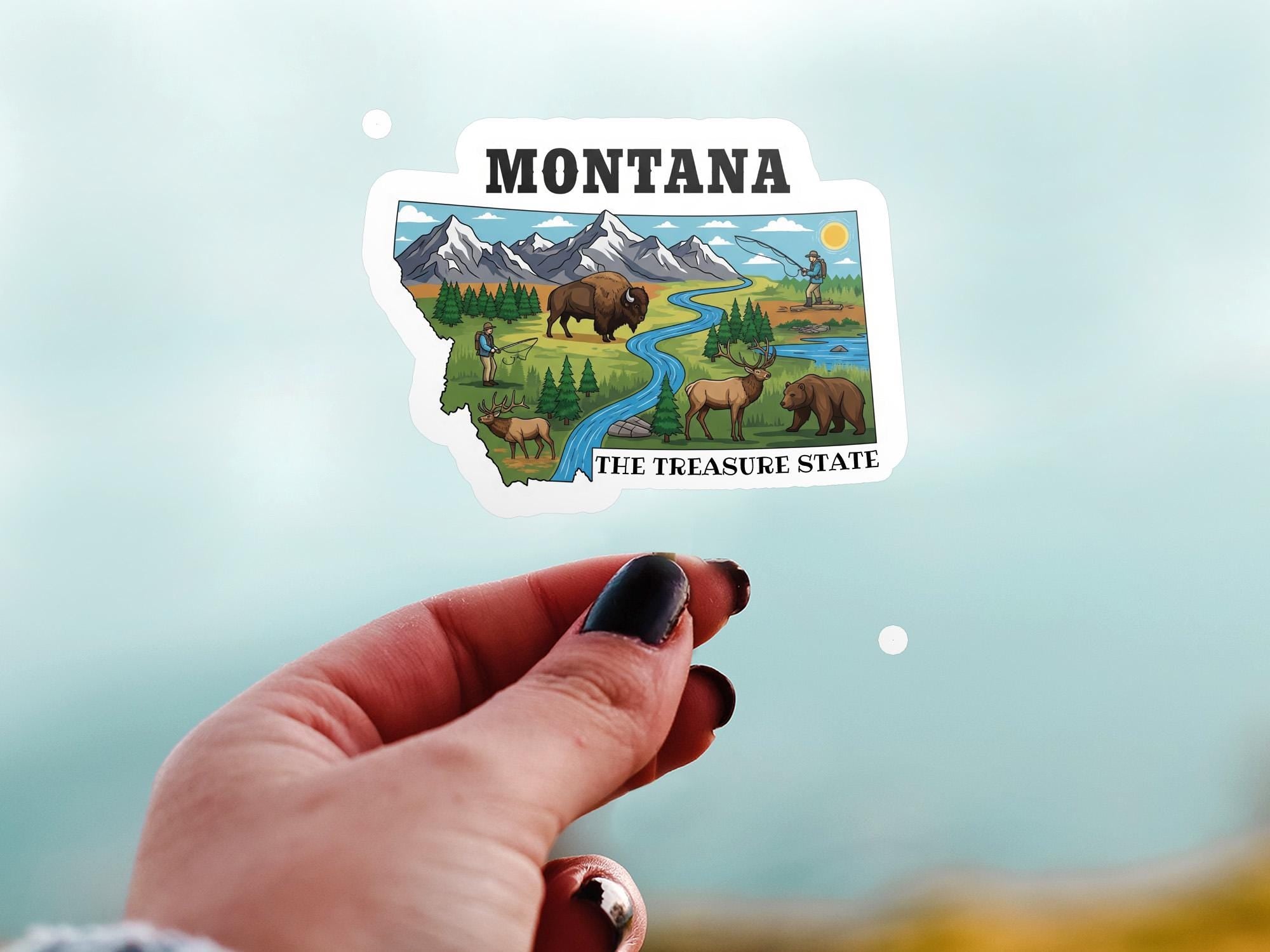 Montana State Sticker, USA Kiss-Cut Vinyl, Landmark Waterproof Decal, United States Travel Collection