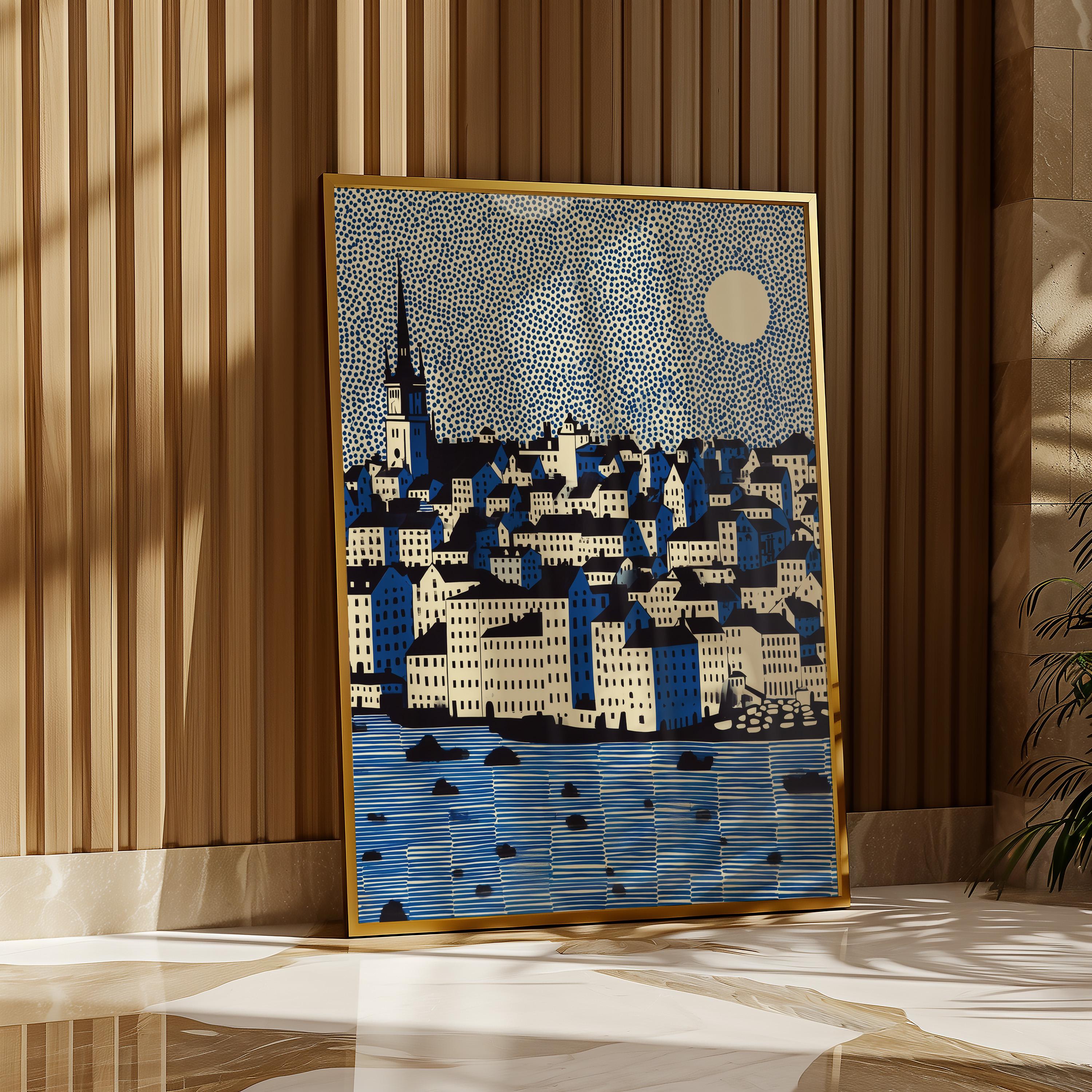 Stockholm Wall Art Print, Pop Art Modern Sweden Poster Travel Gift Canvas