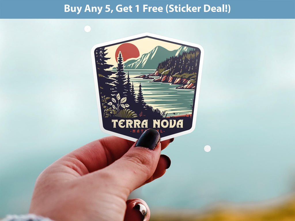 Terra Nova National Park Sticker, Vinyl Canada Newfoundland and Labrador, Retro Water Bottle Decal Hiking