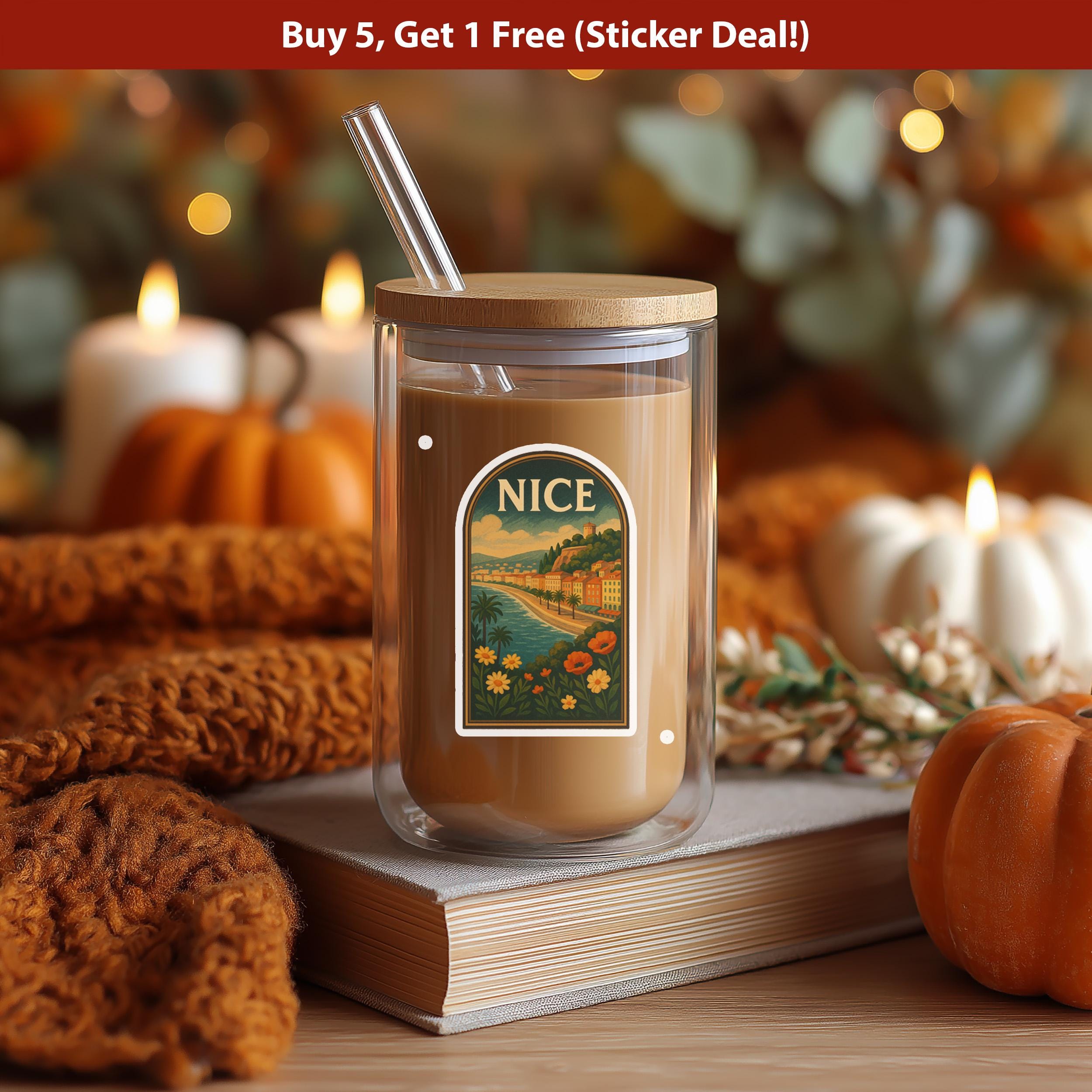 Nice France Sticker, Vintage City Vinyl Decal, Retro Travel Lover Collection, Journal Scrapbook