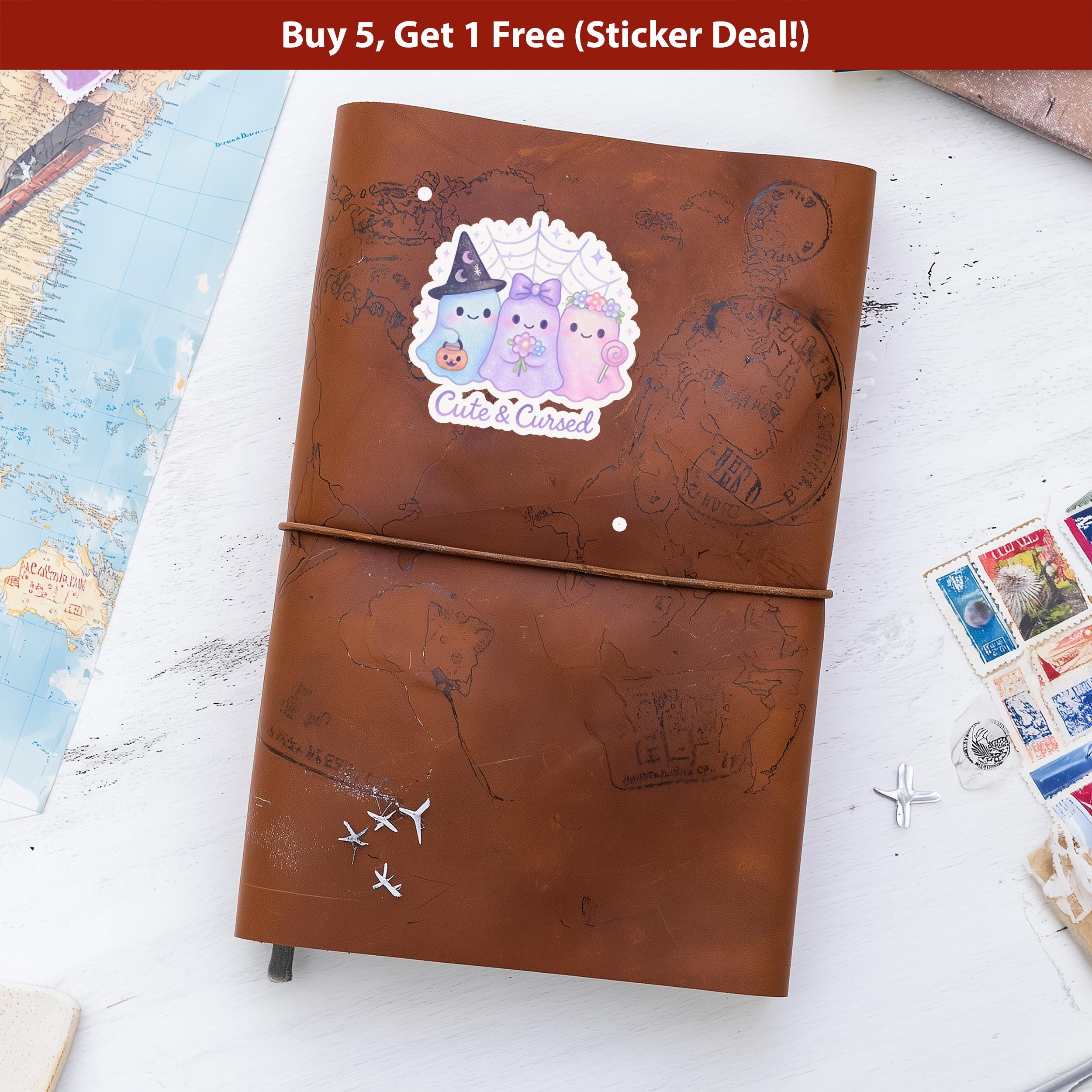 Cute & Cursed Ghost Sticker, Pastel Halloween Ghostie Decal, Kawaii Journal Scrapbook Gift