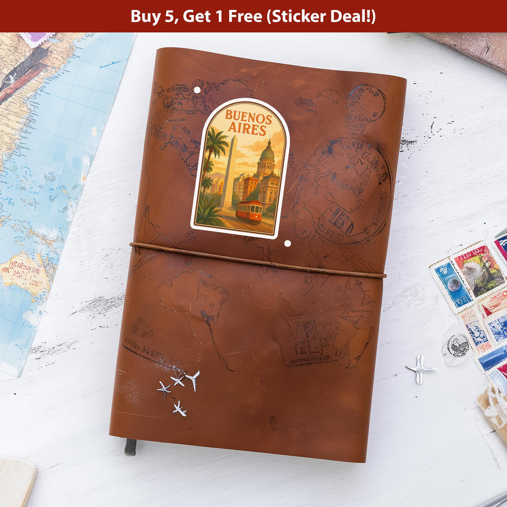 Buenos Aires Sticker, Argentina Vintage City Vinyl Decal, Retro Travel Lover Collection, Journal Scrapbook