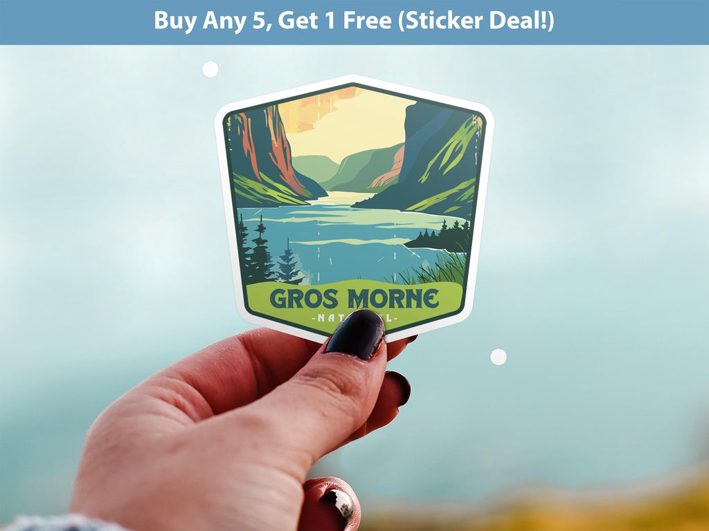 Gros Morne National Park Sticker, Vinyl Canada Newfoundland and Labrador, Retro Water Bottle Decal Hiking