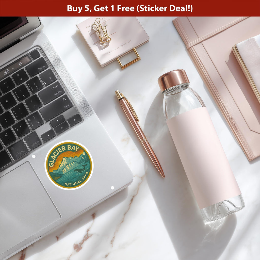 Glacier Bay National Park Sticker, Retro Vinyl Waterproof Decal, Vintage USA Travel Collection