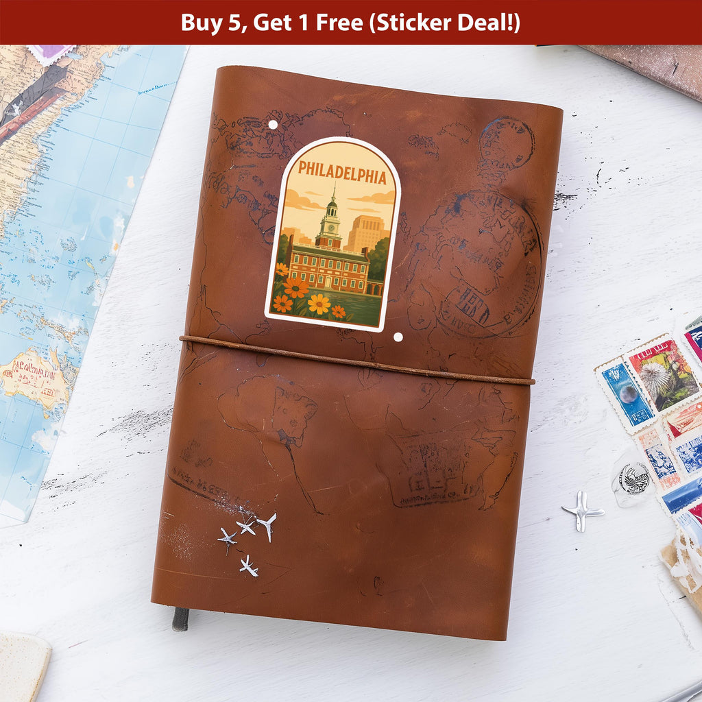 Philadelphia Pennsylvania Sticker, Vintage City Vinyl Decal, Retro Travel Lover Collection, Journal Scrapbook