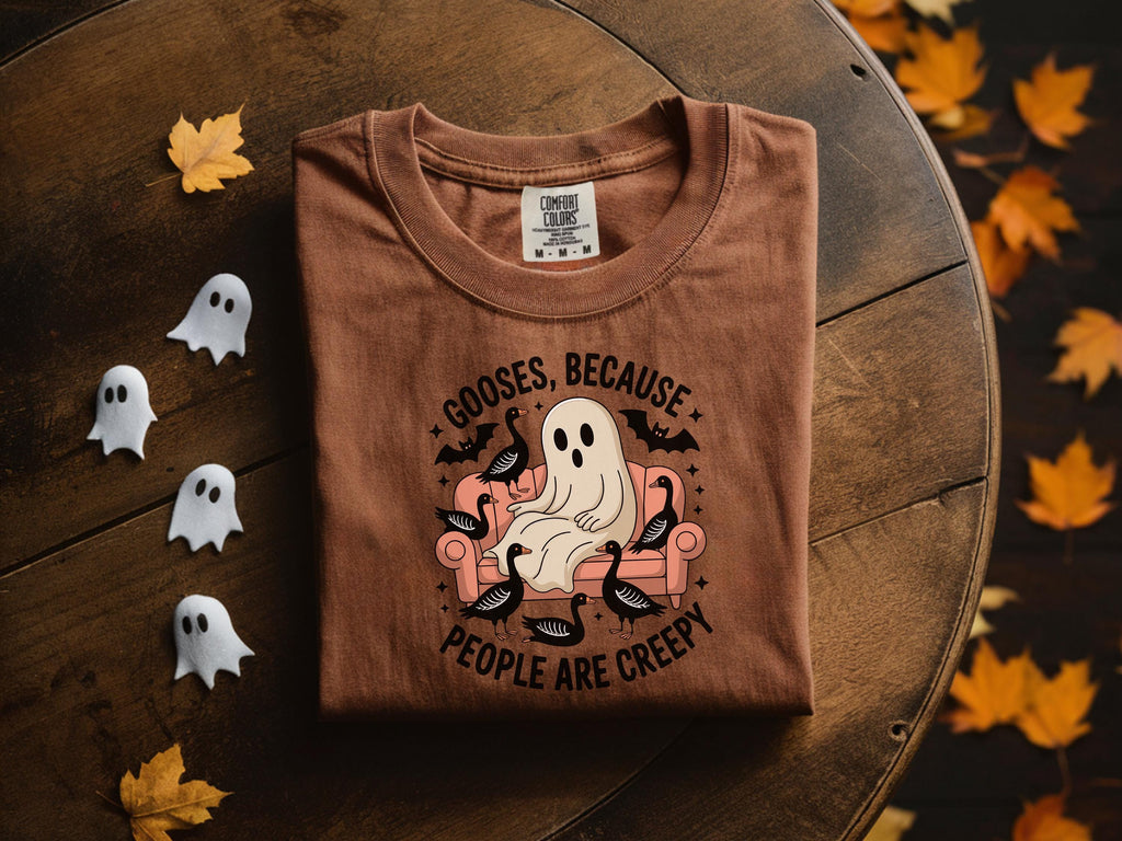 Gooses because people are creepy ghost shirt, Halloween Sweatshirt,  Gift Gift for her, him, wife, Girlfriend, Cute ghost funny vibe