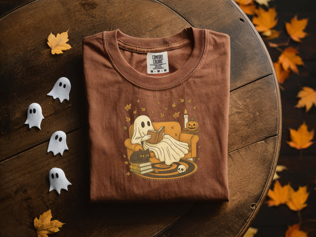 Retro Ghost Reading Book Halloween Shirt: Spooky Season Sweatshirt