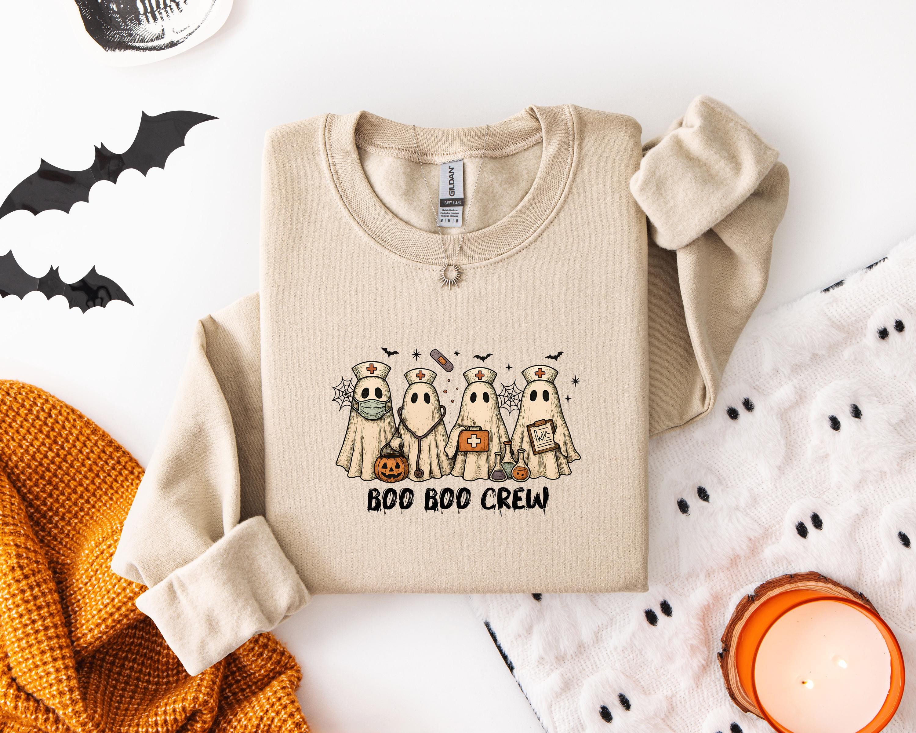 Retro Boo Boo Crew Nurse Halloween Sweatshirt, Halloween Gift for Nurse Medical Lab, Nurse Spooky , Nurse Halloween Boo Boo Crew