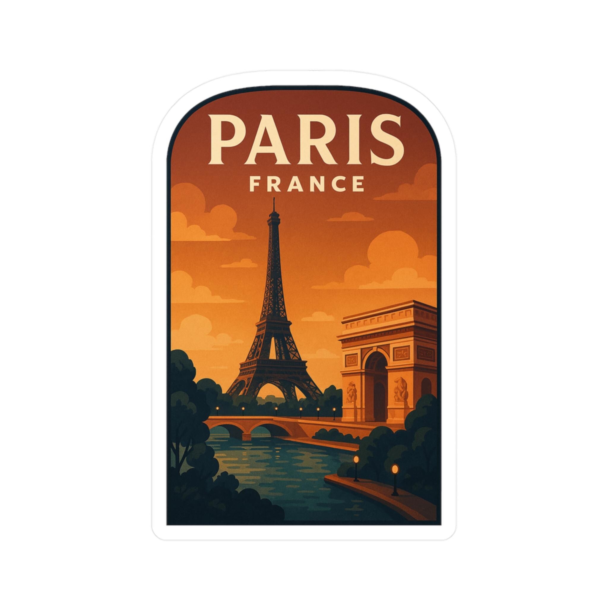Paris France Sticker, Vintage City Vinyl Decal, Retro Travel Lover Collection, Journal Scrapbook