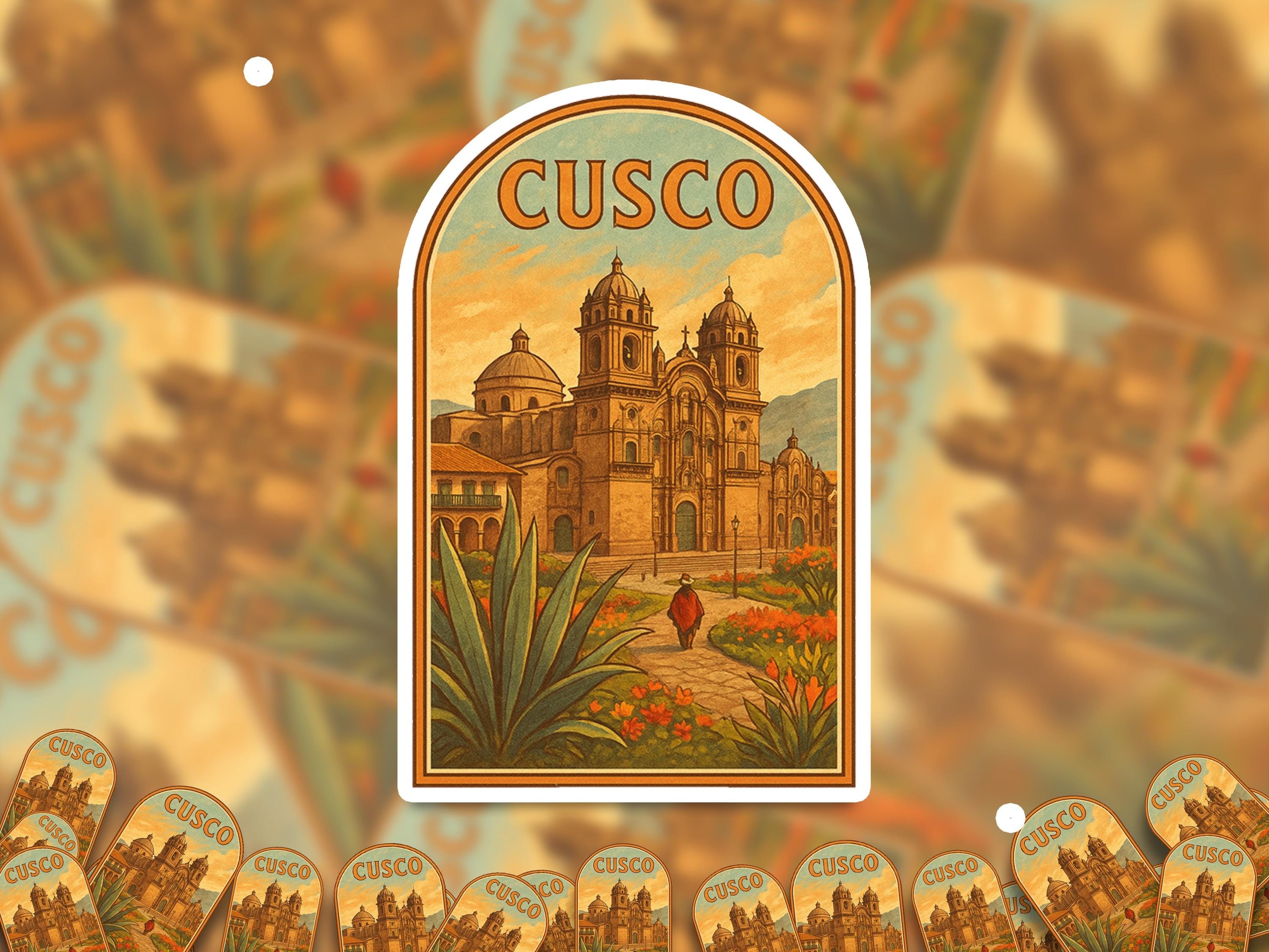 Cusco Sticker Peru, Vintage City Vinyl Decal, Retro Travel Lover Collection, Journal Scrapbook