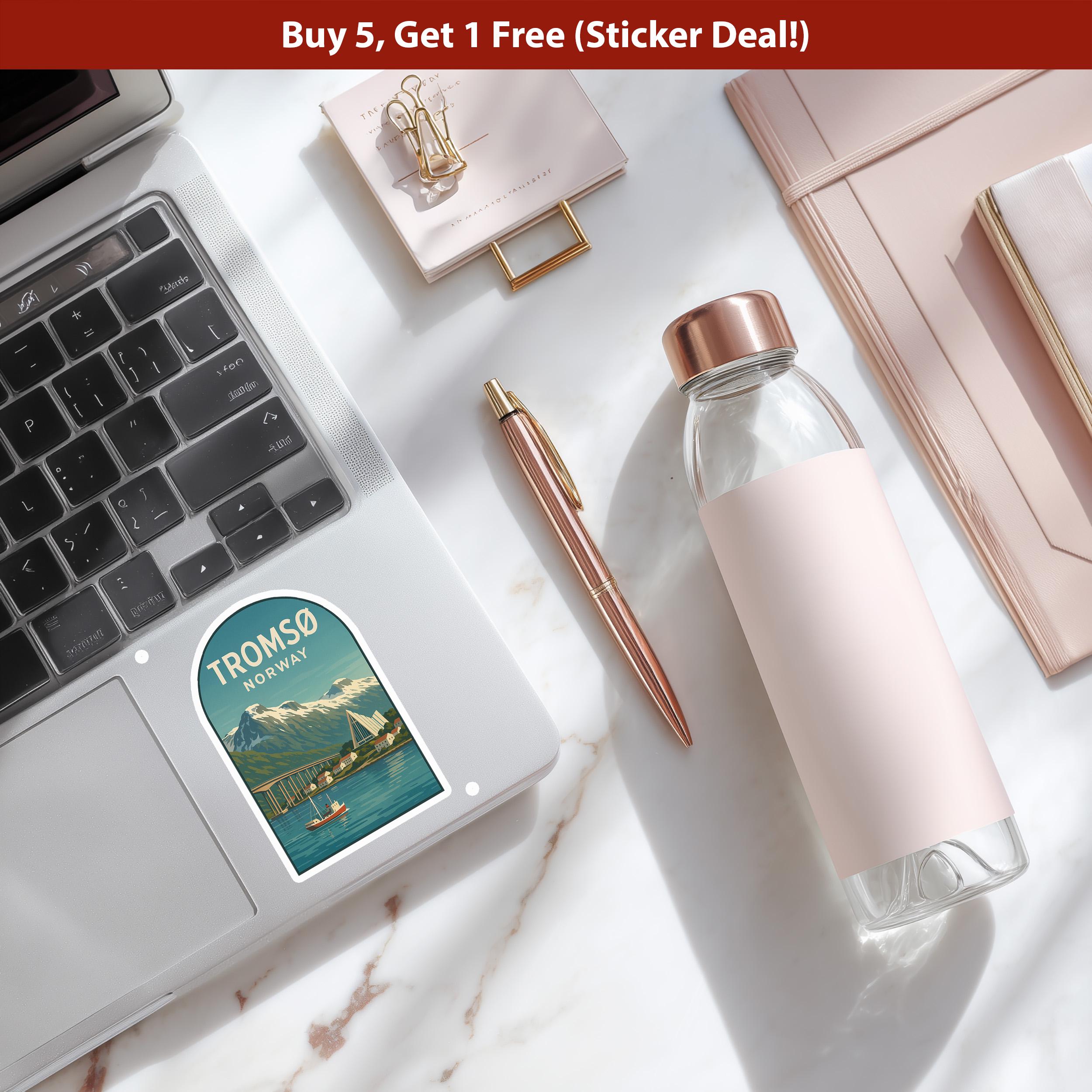 Tromso Norway Sticker, Vintage City Vinyl Decal, Retro Travel Lover Collection, Journal Scrapbook