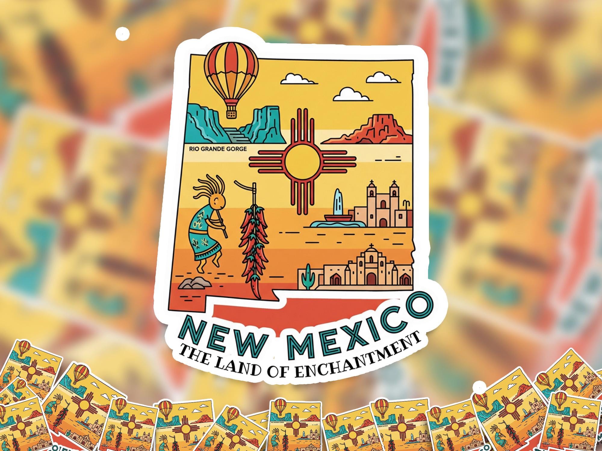 New Mexico State Sticker, USA Kiss-Cut Vinyl, Landmark Waterproof Decal, United States Travel Collection