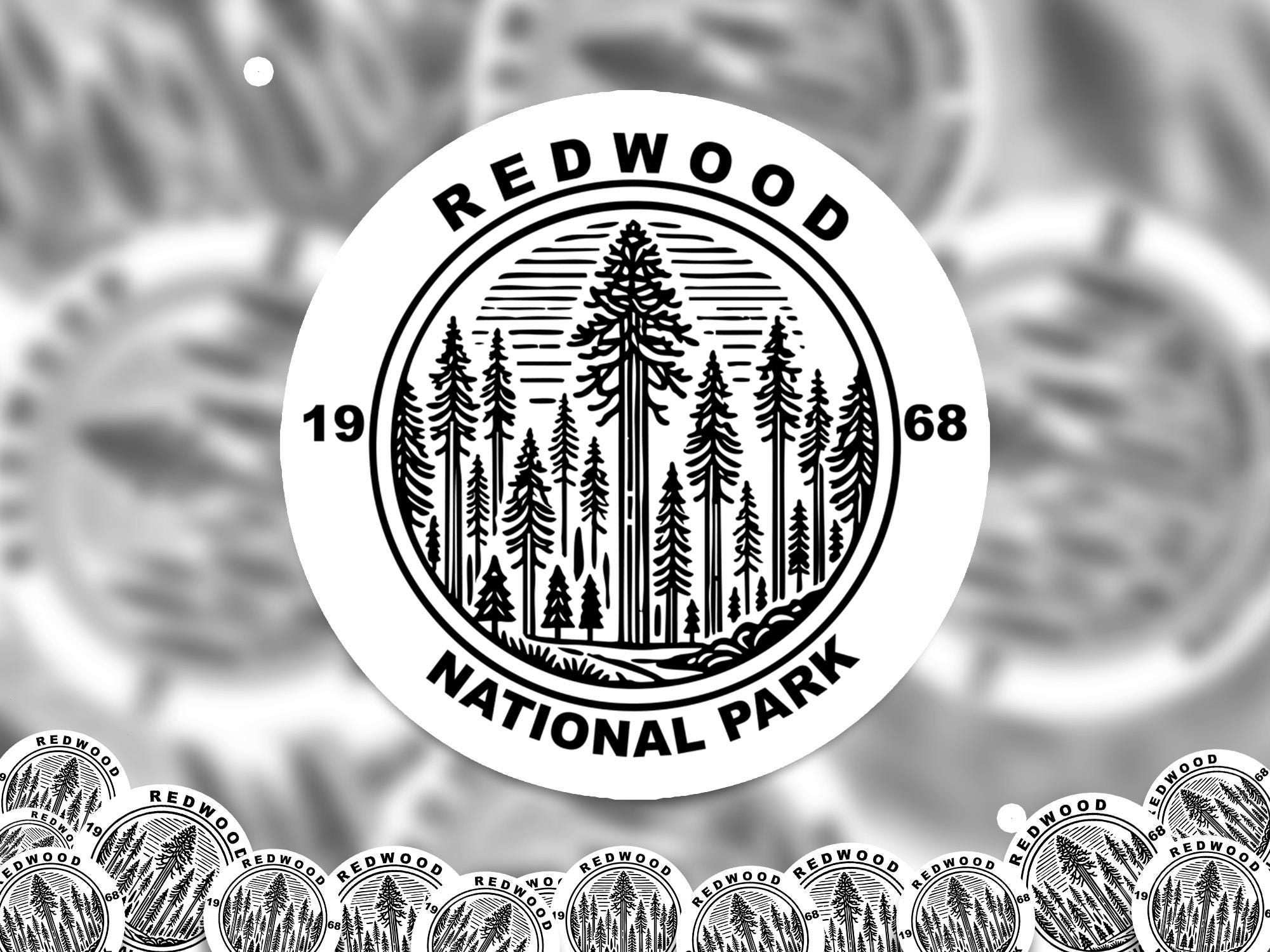 Redwood National Park Sticker, Kiss-Cut Vinyl, Waterproof USA Decal Badge Collection