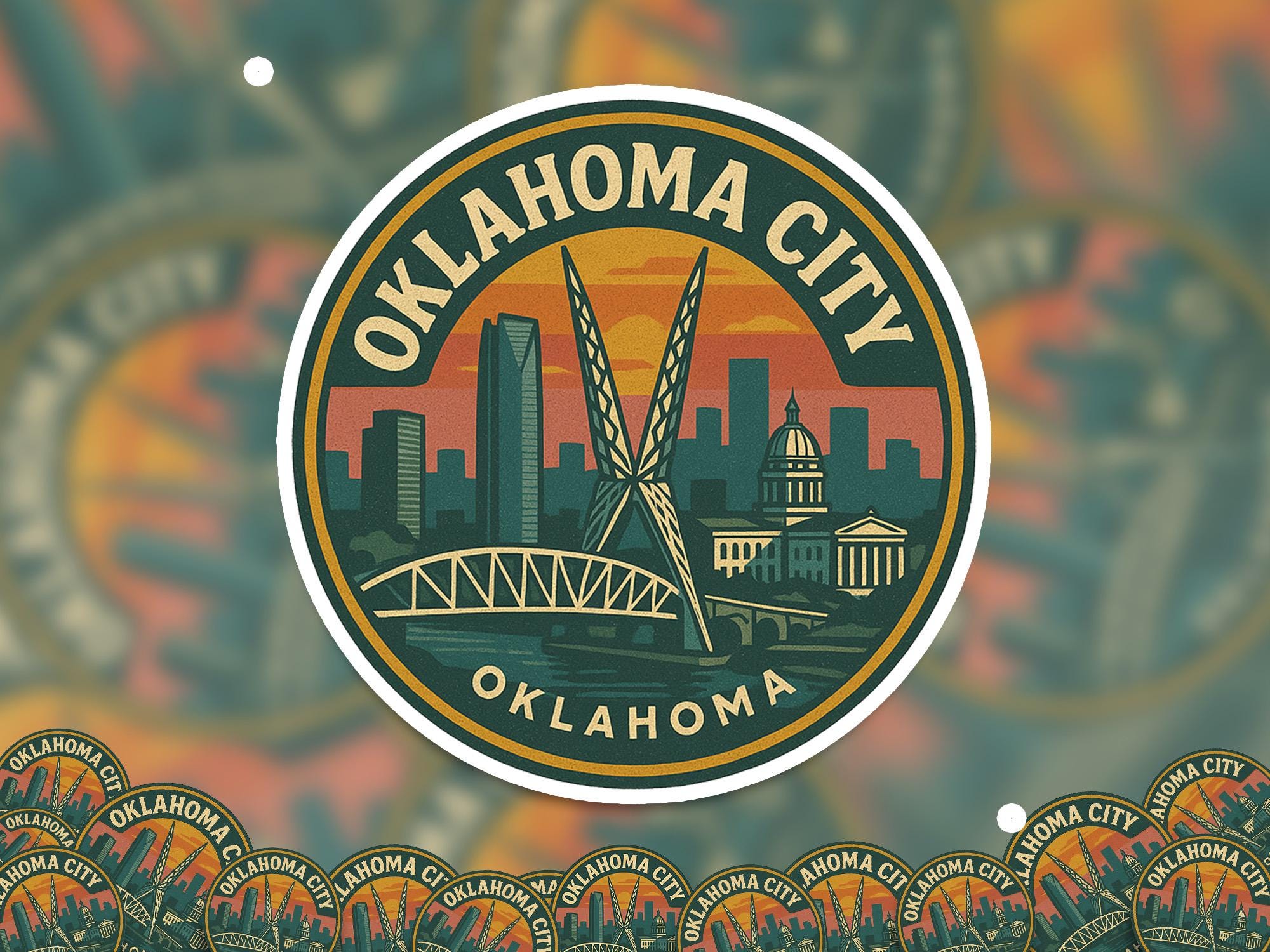 Oklahoma City Oklahoma Kiss-Cut Vinyl, Waterproof Decal, US Retro Travel Lover Collection
