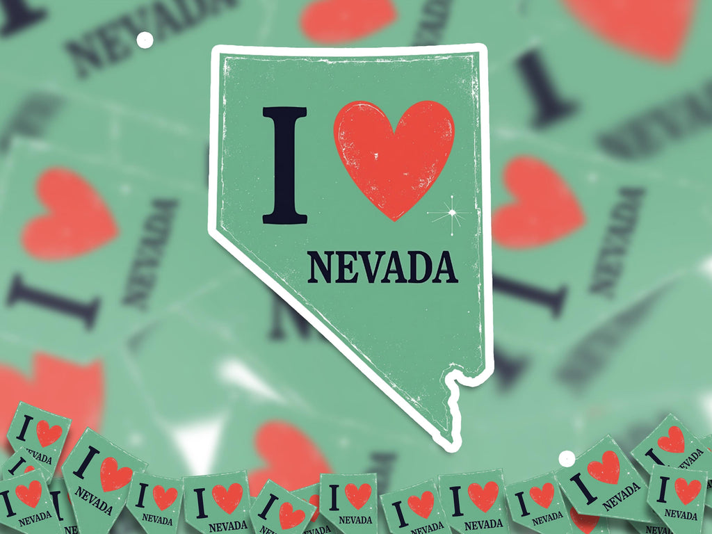 I love Nevada Sticker, Vintage US States Vinyl Decal, Waterproof Decal, Retro Travel Collection