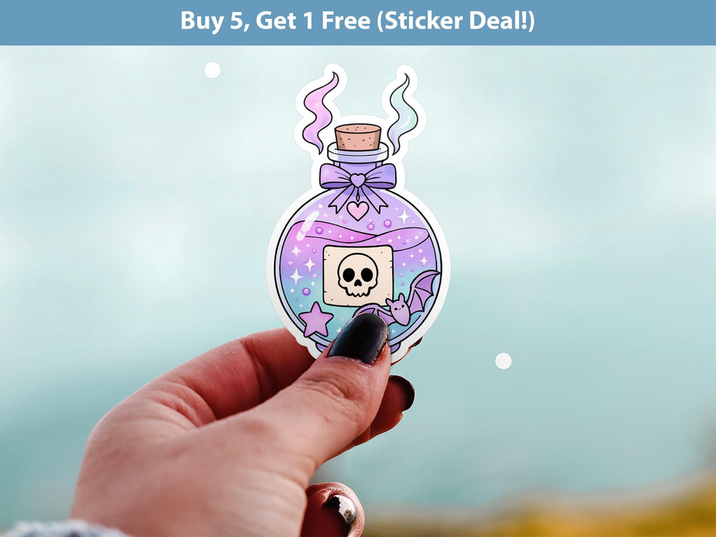 Cute Witch Potion Sticker, Pastel Magic Bottle Decal, Kawaii Spooky Magical Vinyl
