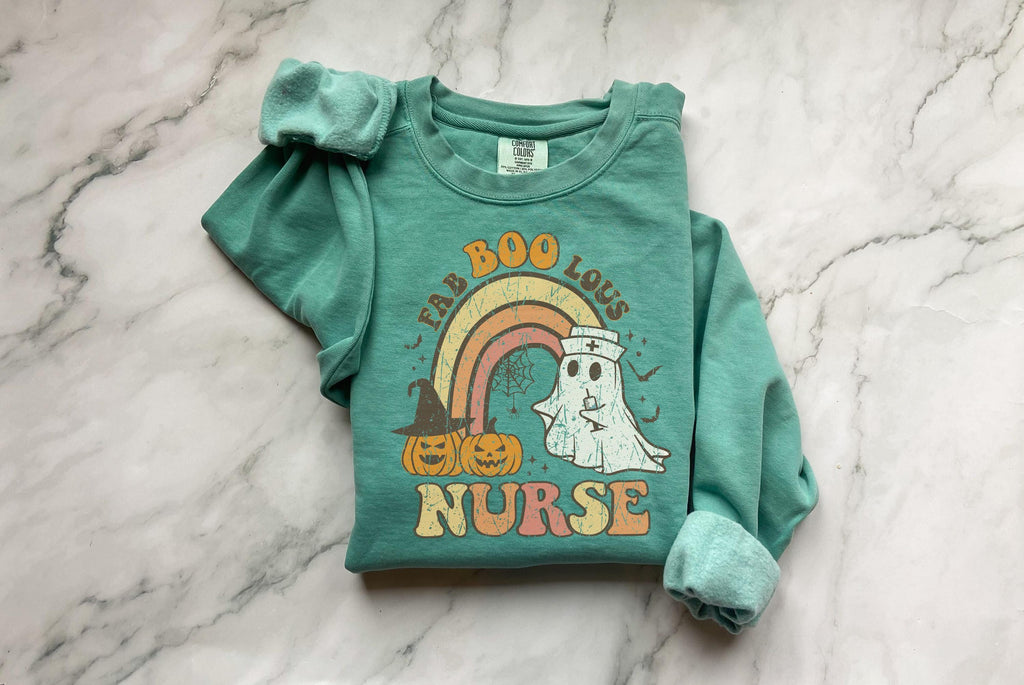 Faboolous Nurse Halloween Sweatshirt, Spooky RN Fall Top Cozy Autumn Pullover, Cute Retro Gift for Nurse
