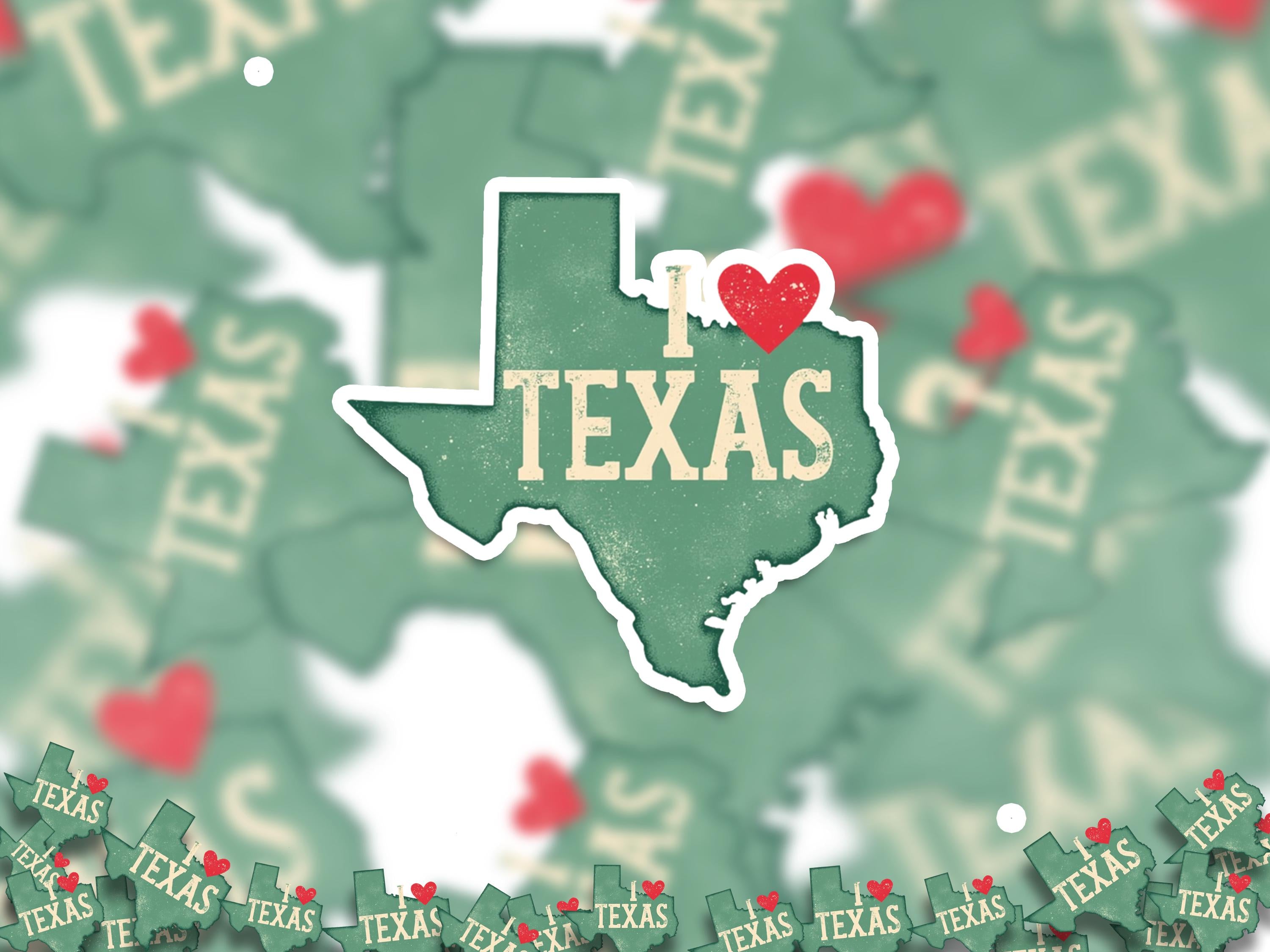 I love Texas Sticker, Vintage US States Vinyl Decal, Waterproof Decal, Retro Travel Collection