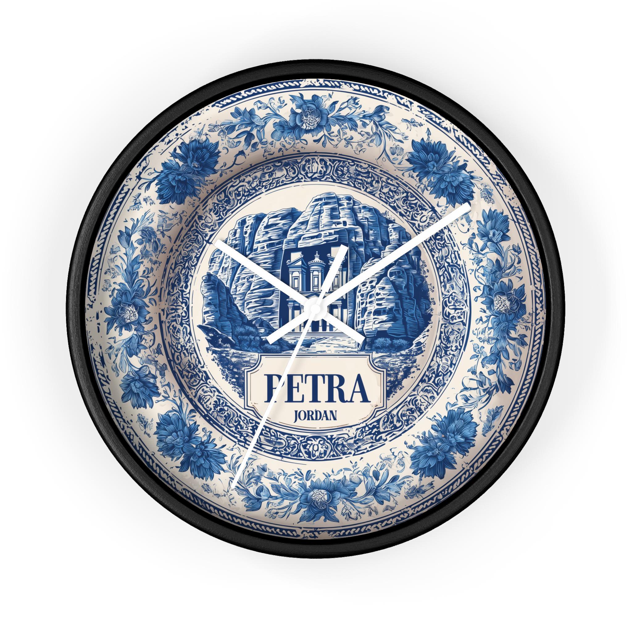 Petra Jordan Wall Clock, Delf style Home Decor, Vintage City Travel Keepsake Art