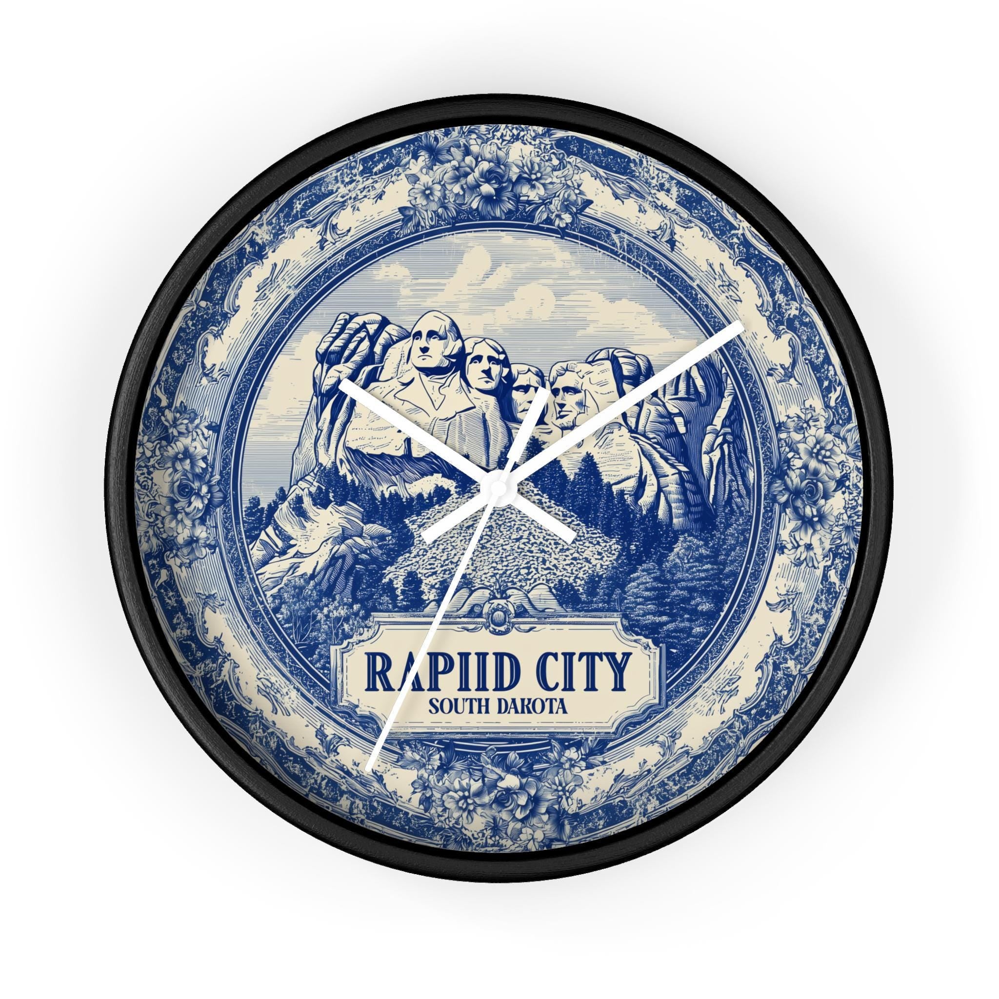 Rapid City South Dakota Wall Clock, Delf style Home Decor, Vintage City Travel Keepsake Art
