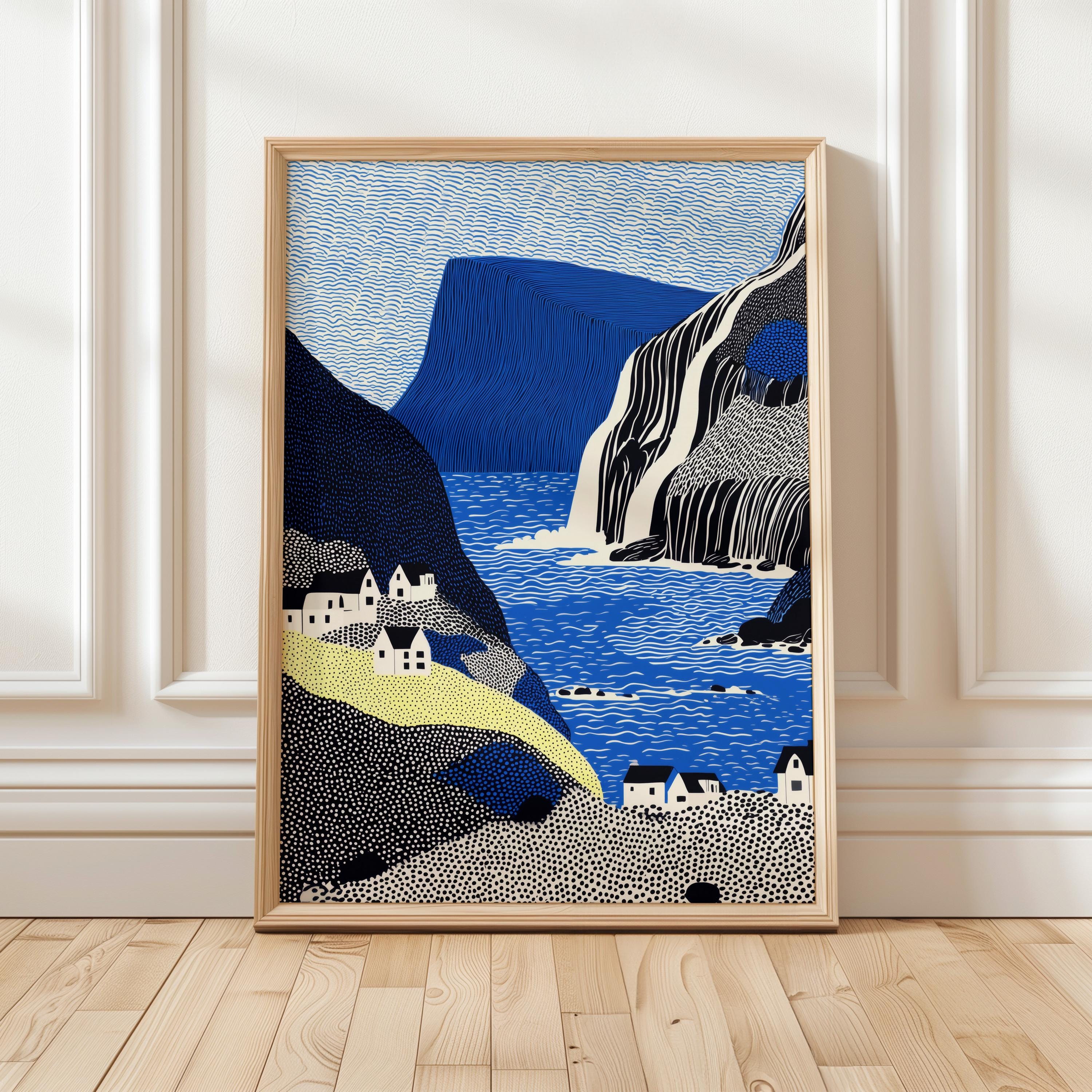 Faroe Islands Wall Art, Scandinavian Landscape Pop Art Modern Print, Poster Travel Gift Canvas