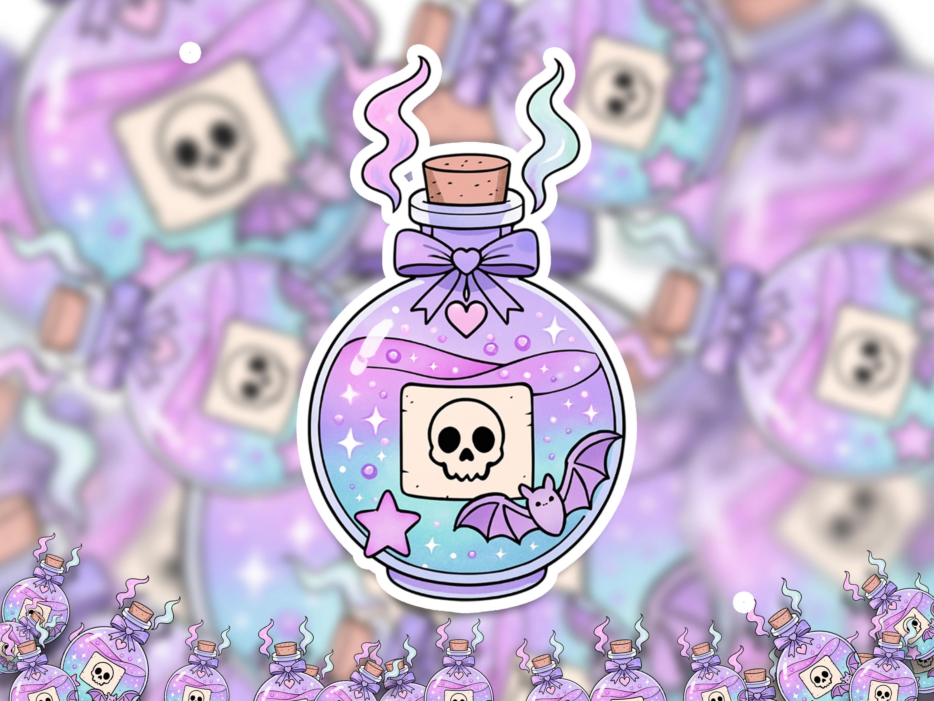 Cute Witch Potion Sticker, Pastel Magic Bottle Decal, Kawaii Spooky Magical Vinyl