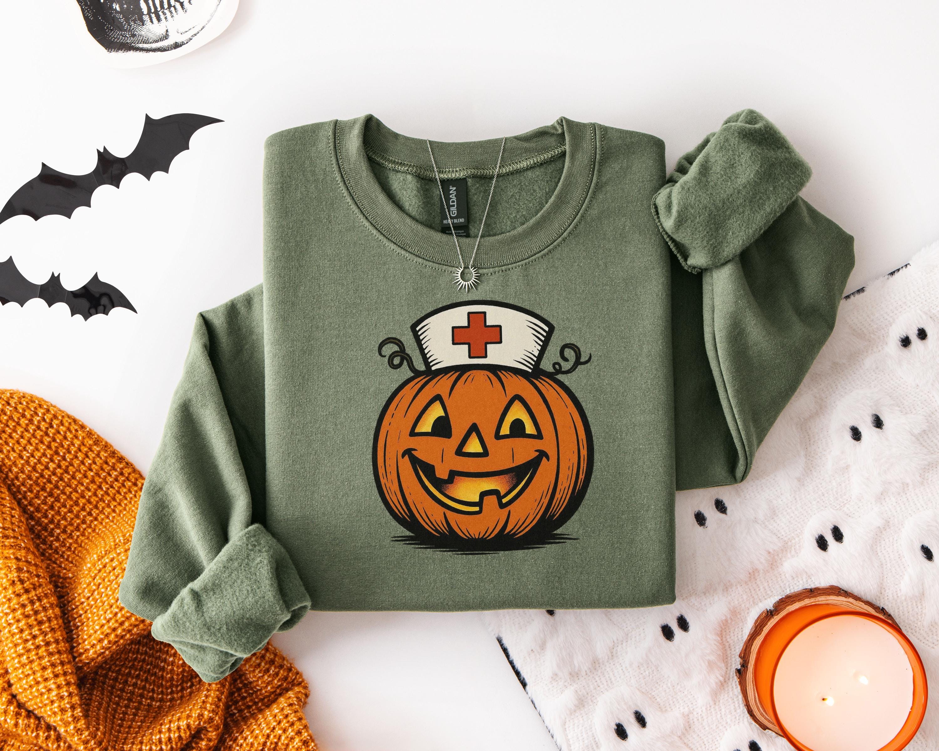 Pumpkin Nurse Halloween Sweatshirt, Cute Fall Crewneck Medical healthcare crew, Gift for Nurse, Spooky Season Vibes