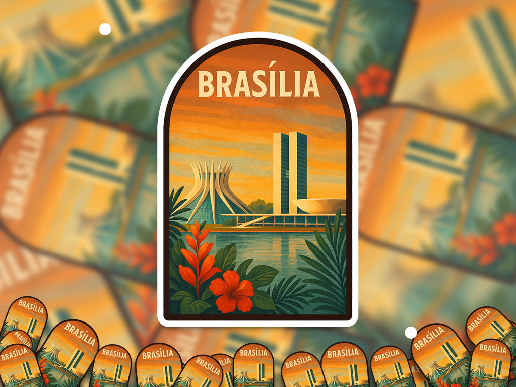 Brasilia Brazil Sticker, Vintage City Vinyl Decal, Retro Travel Lover Collection, Journal Scrapbook