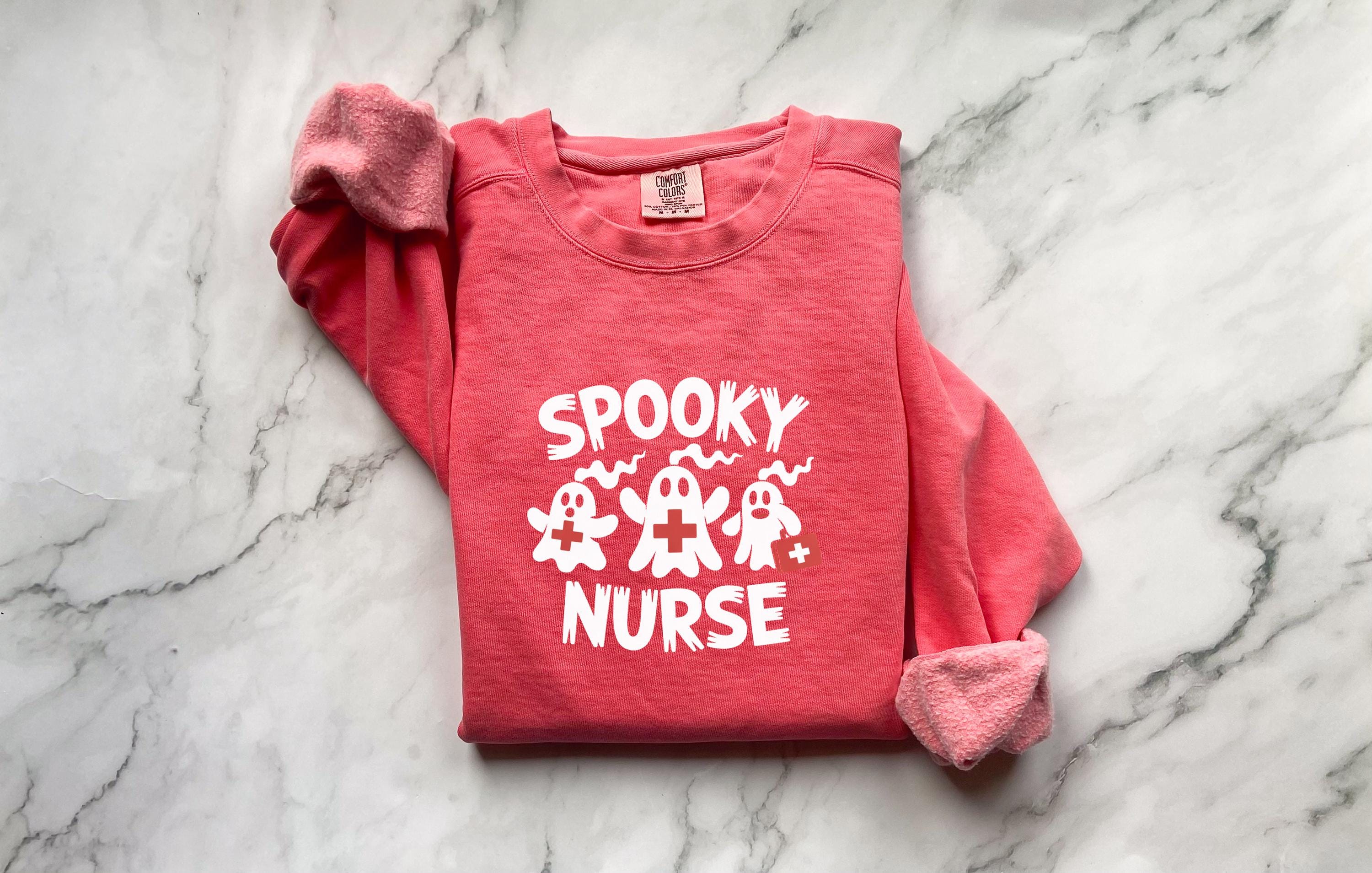 Spooky Nurse crew Halloween Nurse Sweatshirt, Spooky RN Fall Top Cozy Autumn Pullover, Cute Retro Gift for Nurse