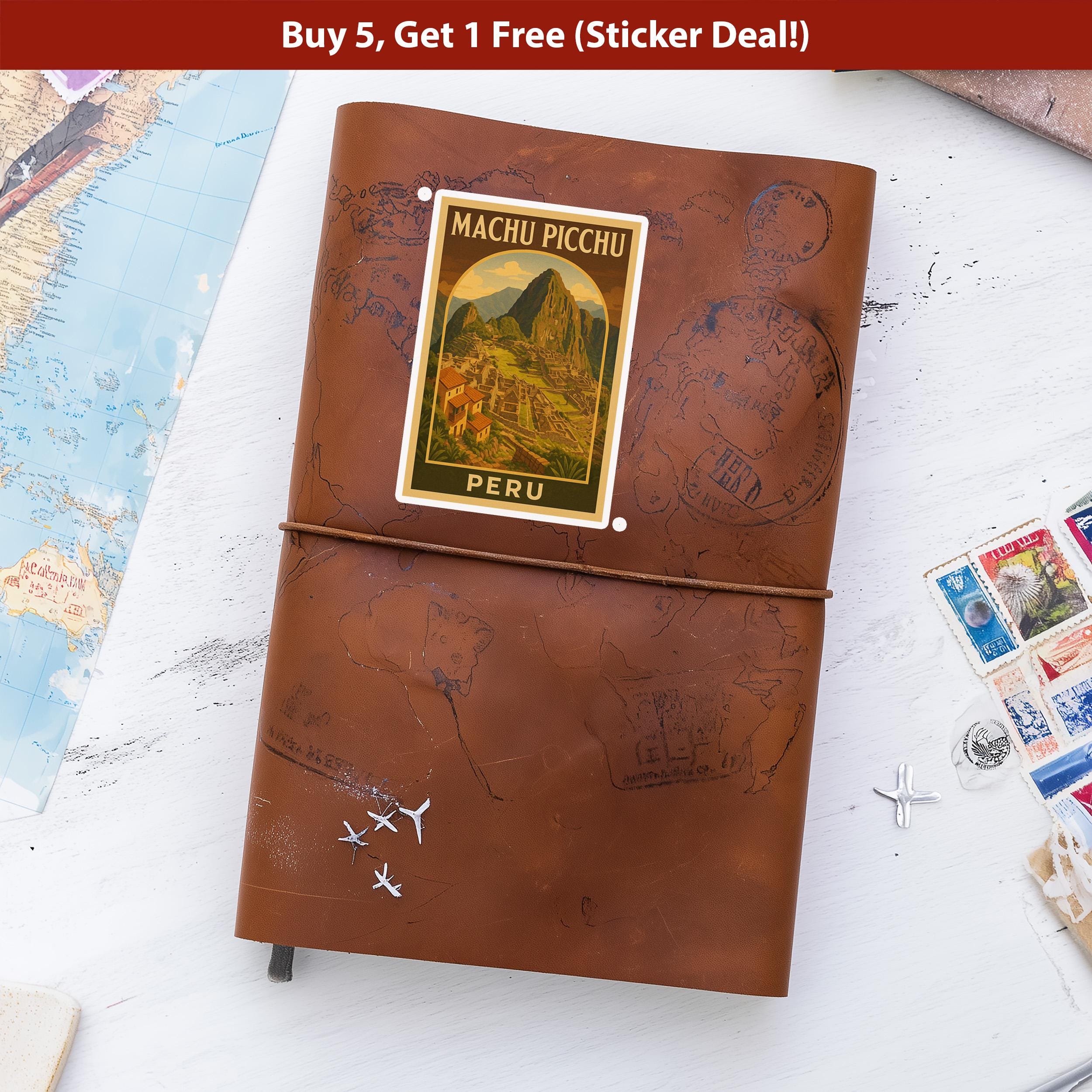 Machu Picchu Peru Sticker, Vintage City Vinyl Decal, Retro Travel Lover Collection, Journal Scrapbook