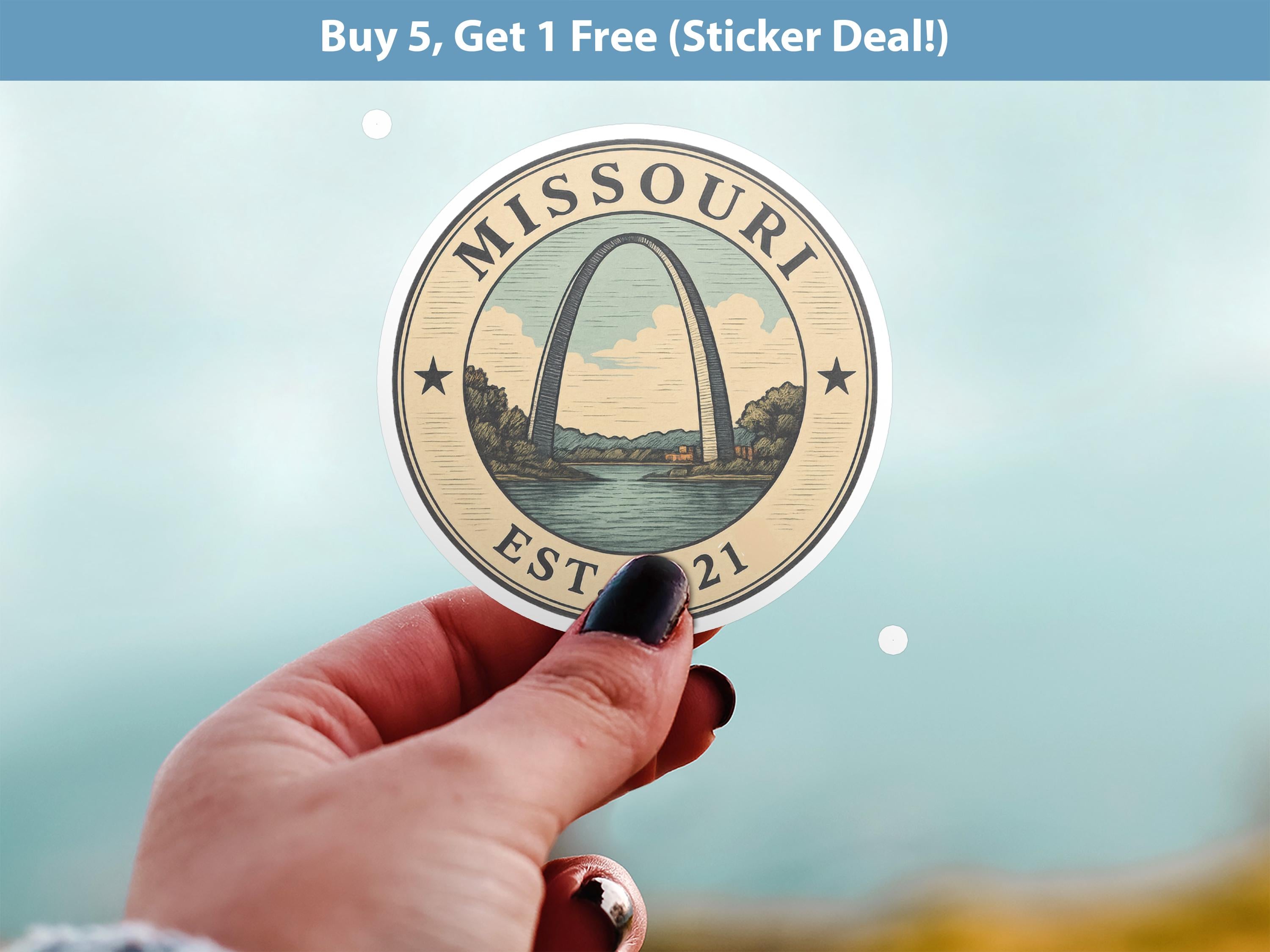 Missouri Sticker, Vintage US States Retro Decal, Waterproof Retro Travel Collection for Laptop Tumbler
