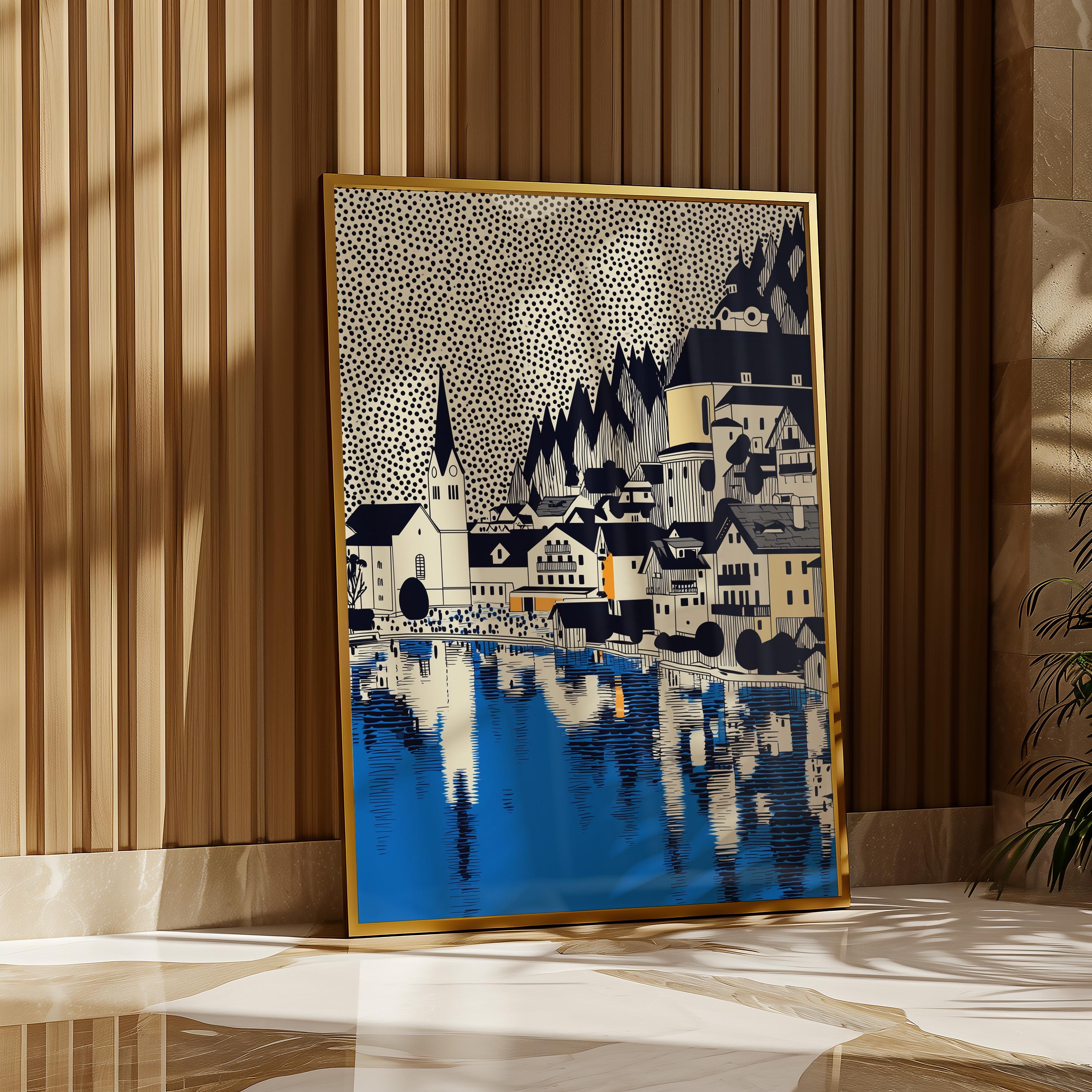 Hallstatt Austria Wall Art Print, Pop Art Modern Poster Travel gift