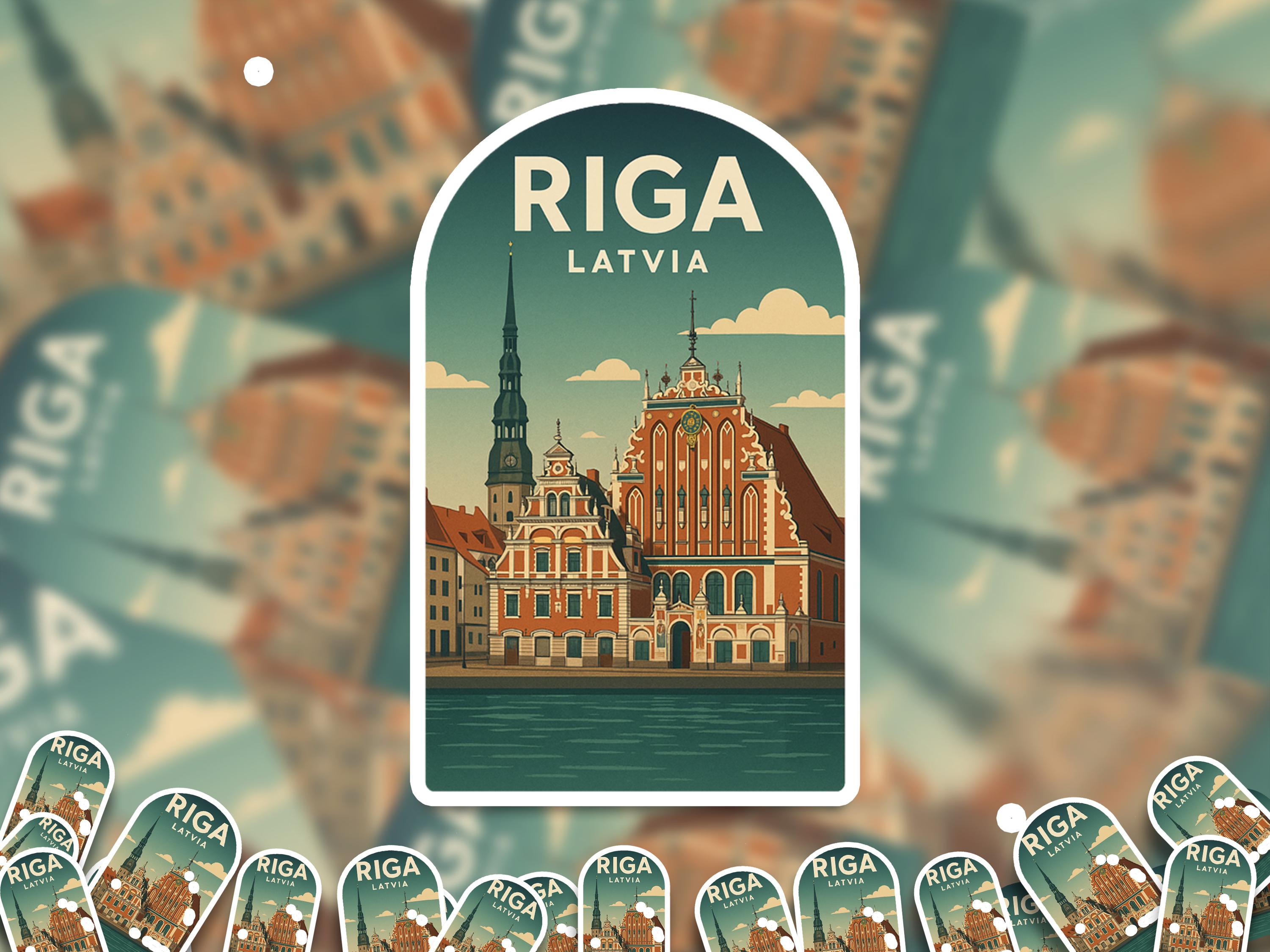 Riga Latvia Sticker, Vintage City Vinyl Decal, Retro Travel Lover Collection, Journal Scrapbook