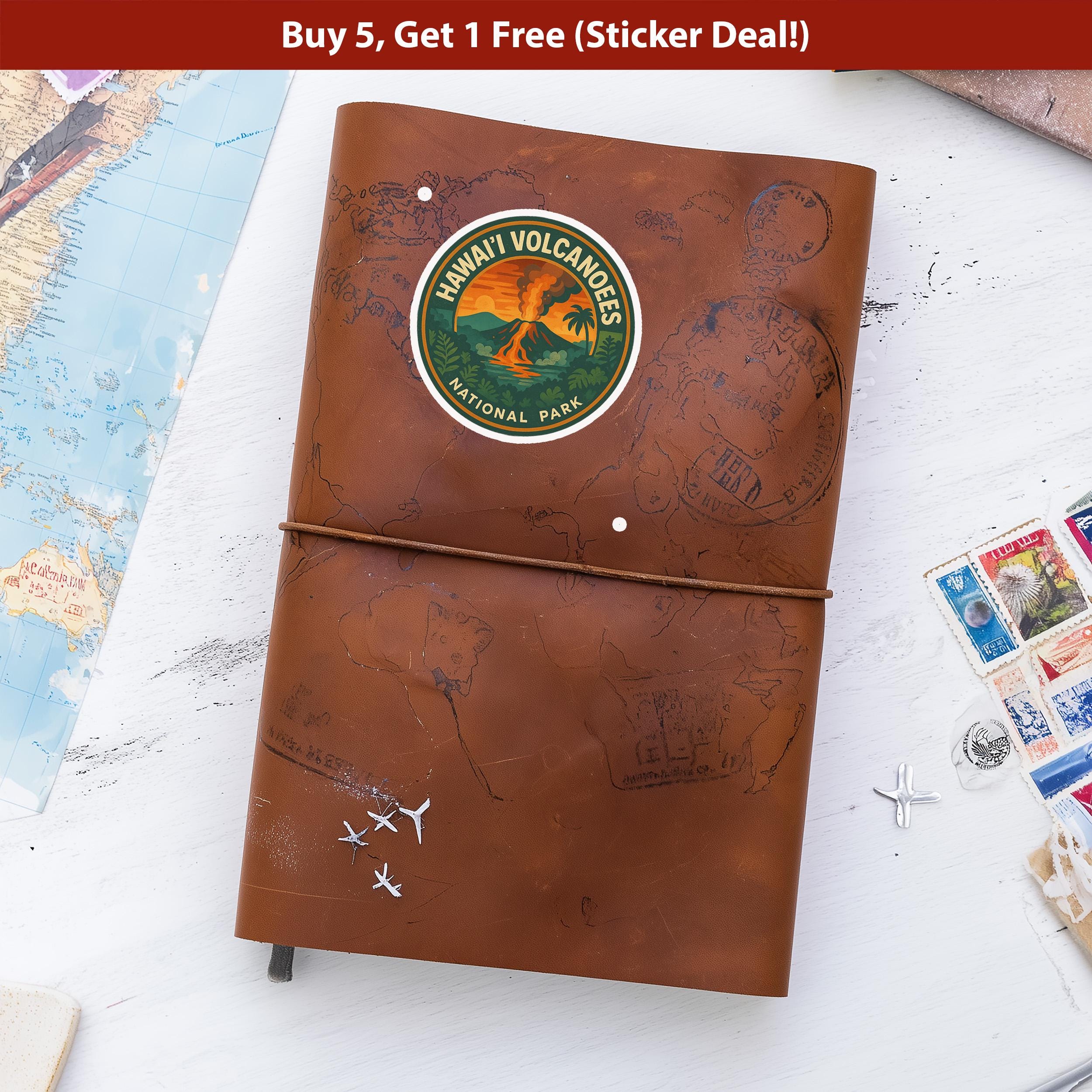 Hawaii Volcanoes National Park Sticker, Retro Vinyl Waterproof Decal, Vintage USA Travel Collection