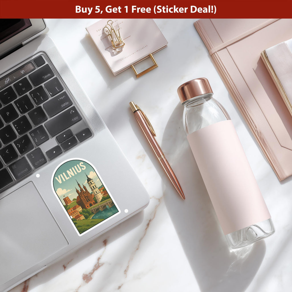 Vilnius Lithuania Sticker, Vintage City Vinyl Decal, Retro Travel Lover Collection, Journal Scrapbook