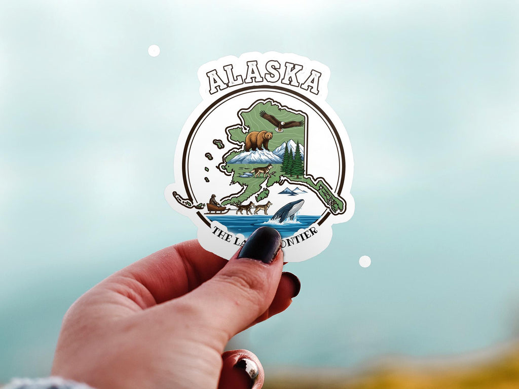 Alaska State Sticker, USA Kiss-Cut Vinyl, Landmark Waterproof Decal, United States Travel Collection