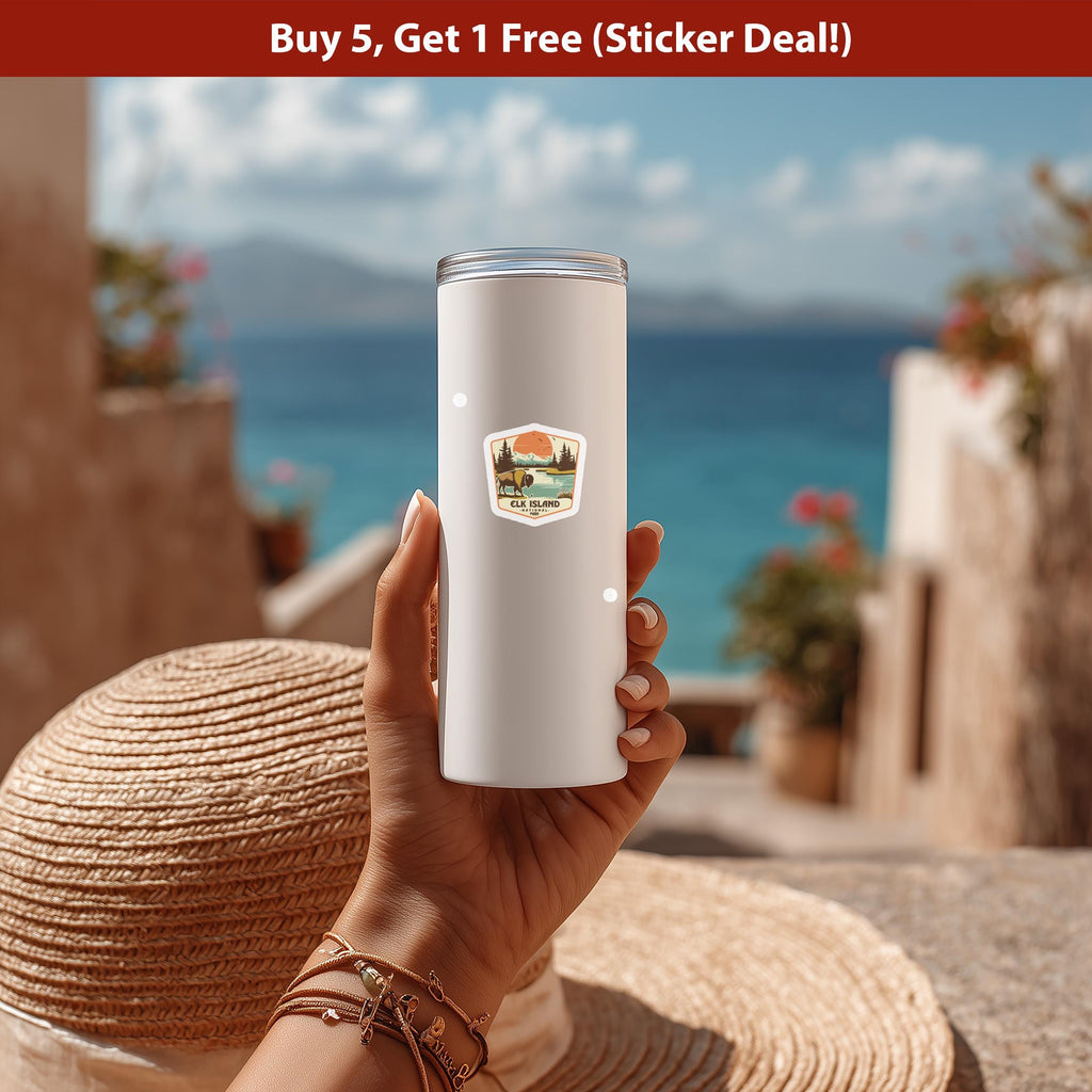 Elk Island National Park Sticker, Vinyl Canada Alberta , Retro Water Bottle Decal Hiking