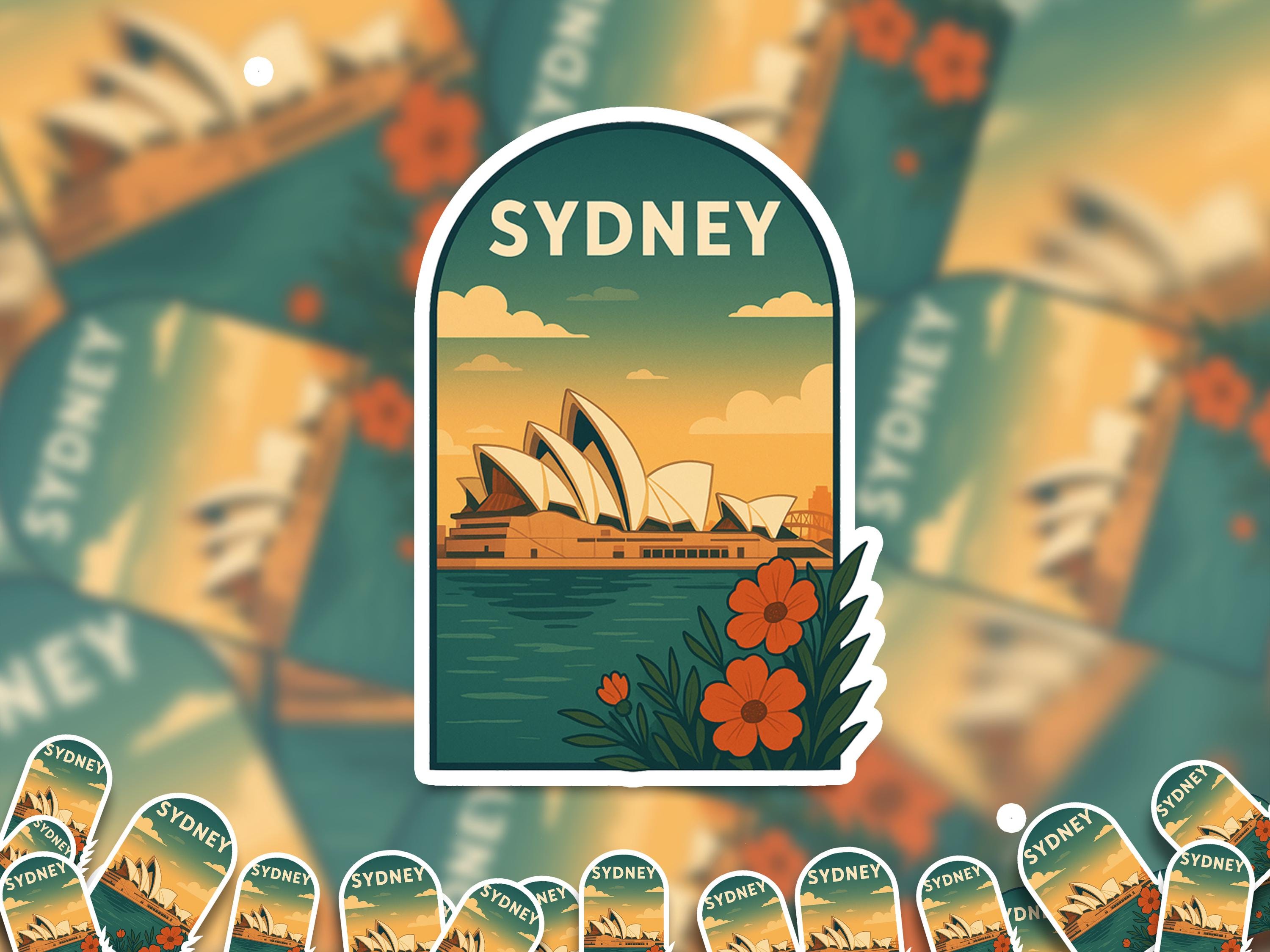 Sydney Sticker Australia, Vintage City Vinyl Decal, Retro Travel Lover Collection, Journal Scrapbook