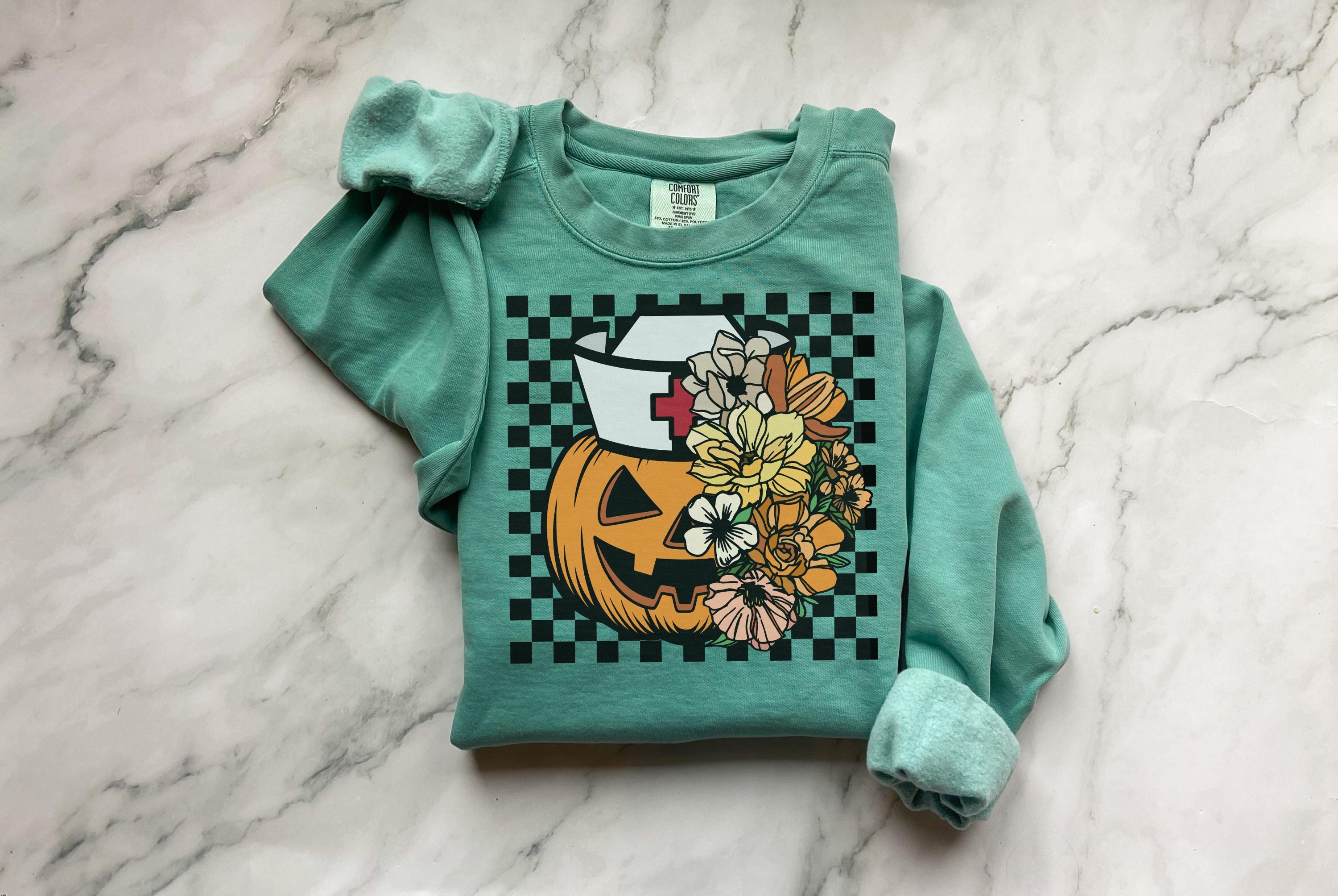 Halloween Nurse Sweatshirt, Pumpkin Ghost RN Shirt, Cute Spooky Nurse Top, Fall Nurse Outfit, Gift for Nurse, Halloween RN Apparel