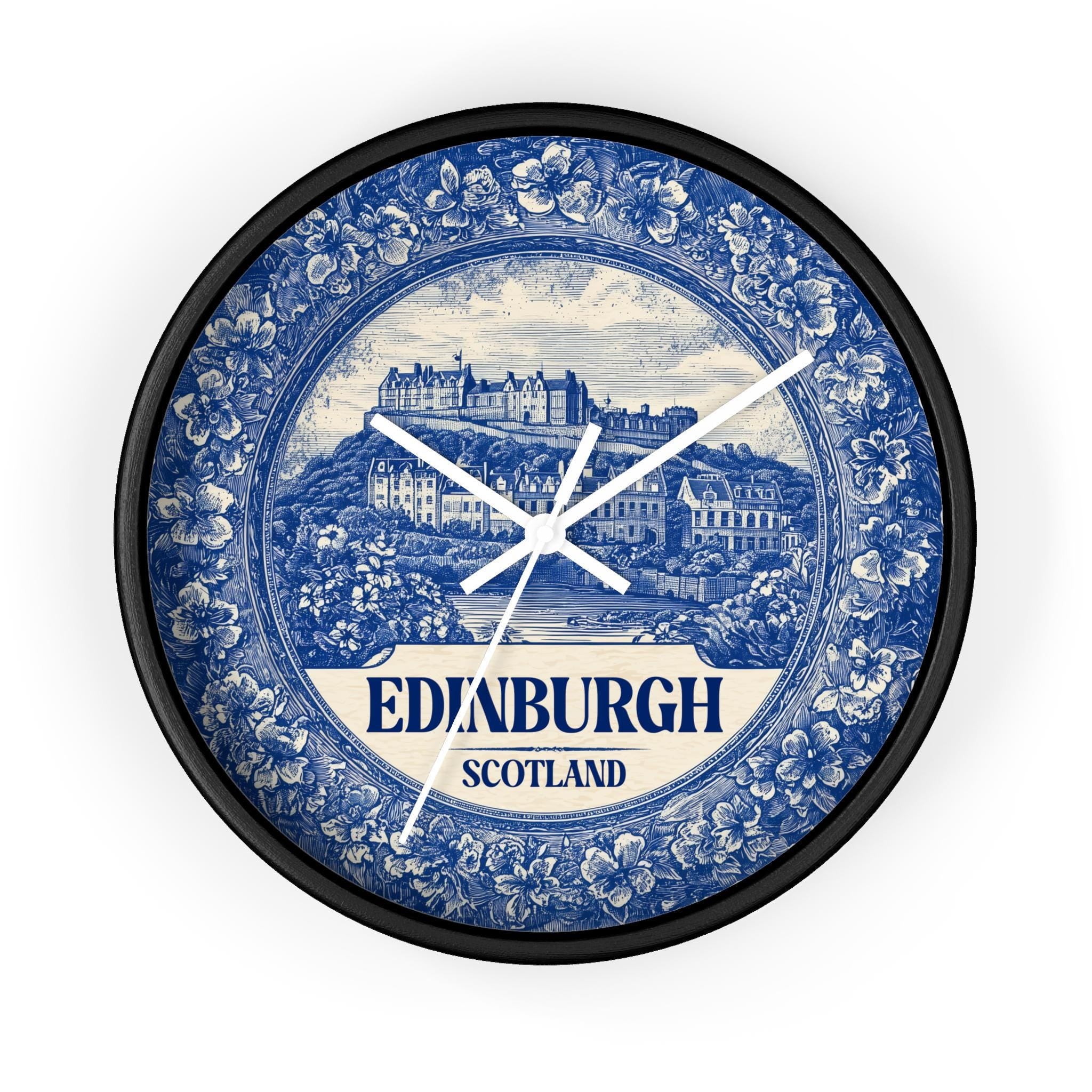 Edinburgh Scotland Wall Clock, Delf style Home Decor, Vintage City Travel Keepsake Art